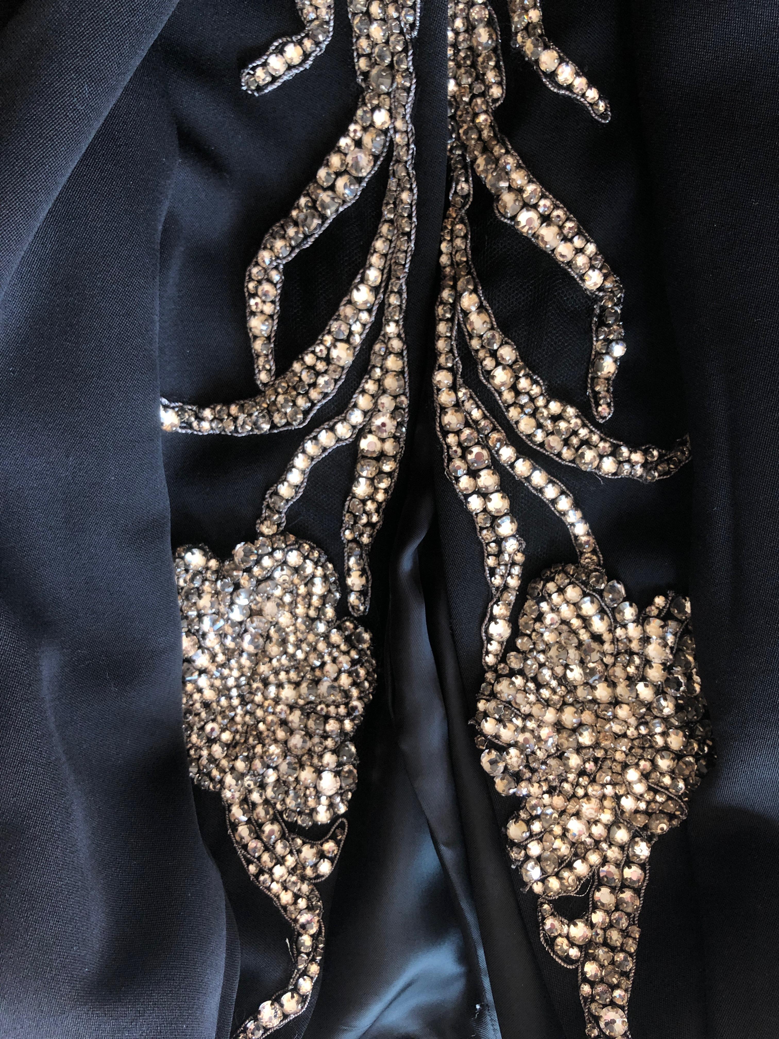 Alexander McQueen Black Tailored Tailcoat with Crystal Embellished Floral Lapels For Sale 4