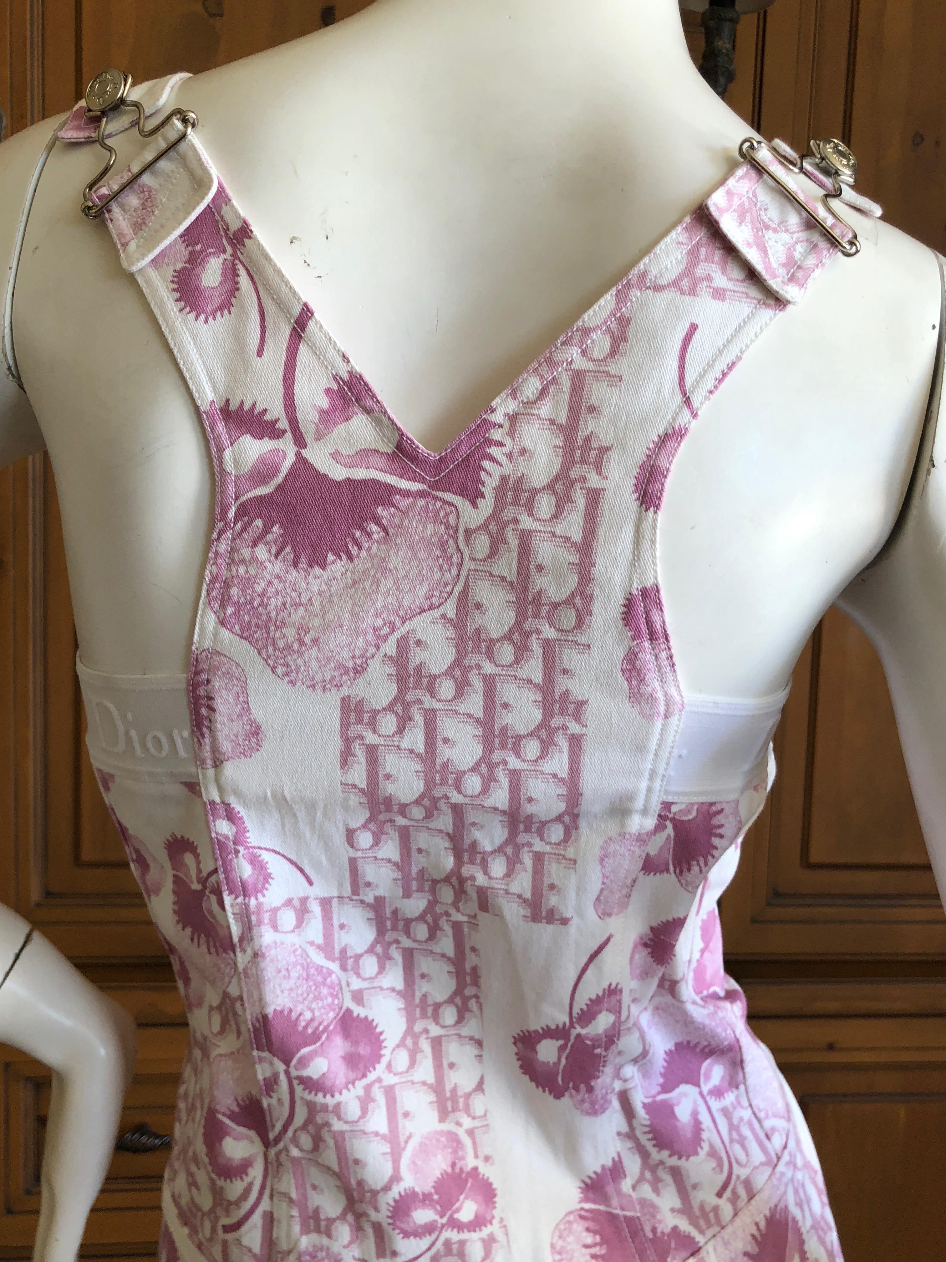 Christian Dior by John Galliano Pink and White Cherry Blossom Logo Dress For Sale 2