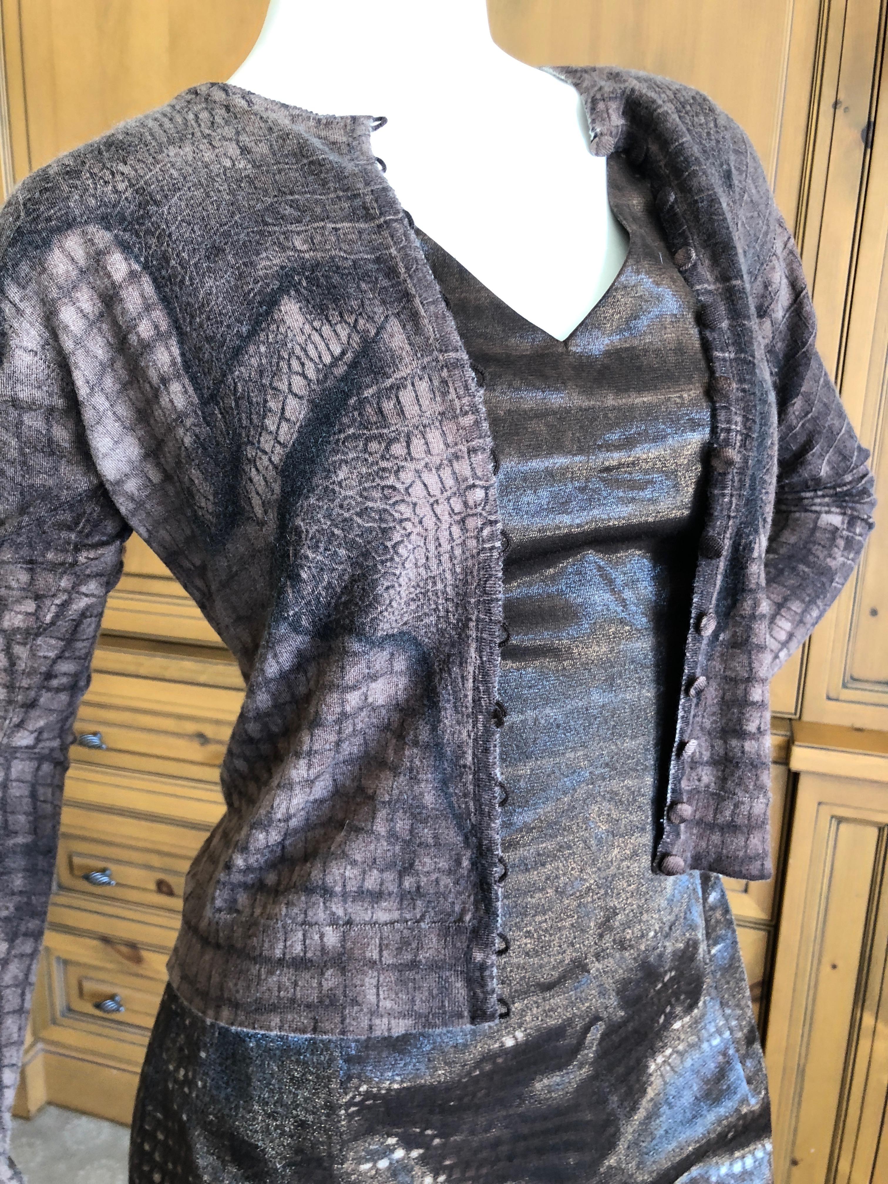 John Galliano Alligator Print Jacquard Dress and Matched Cashmere Sweater, 1990s For Sale 4