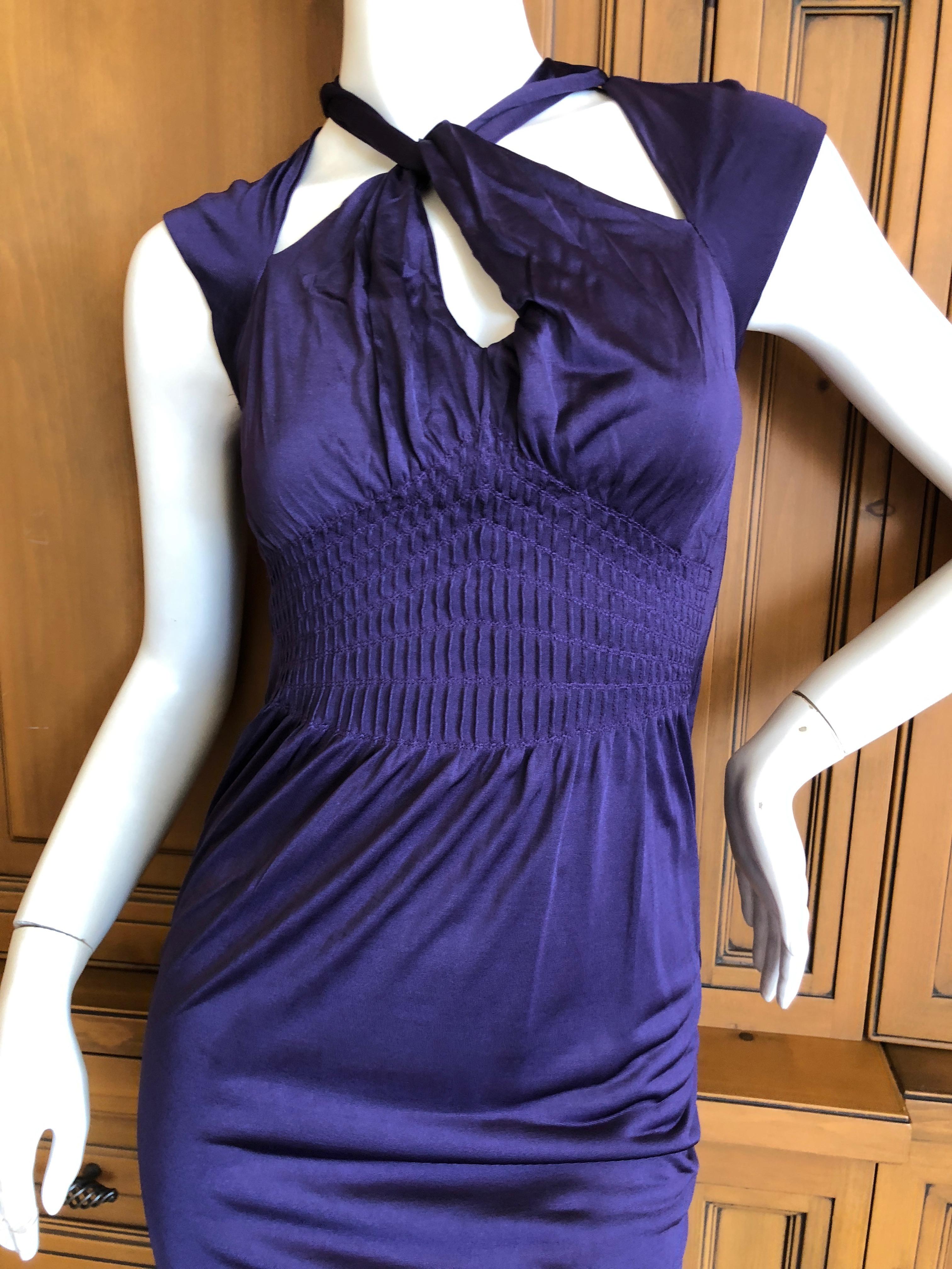 purple backless dress