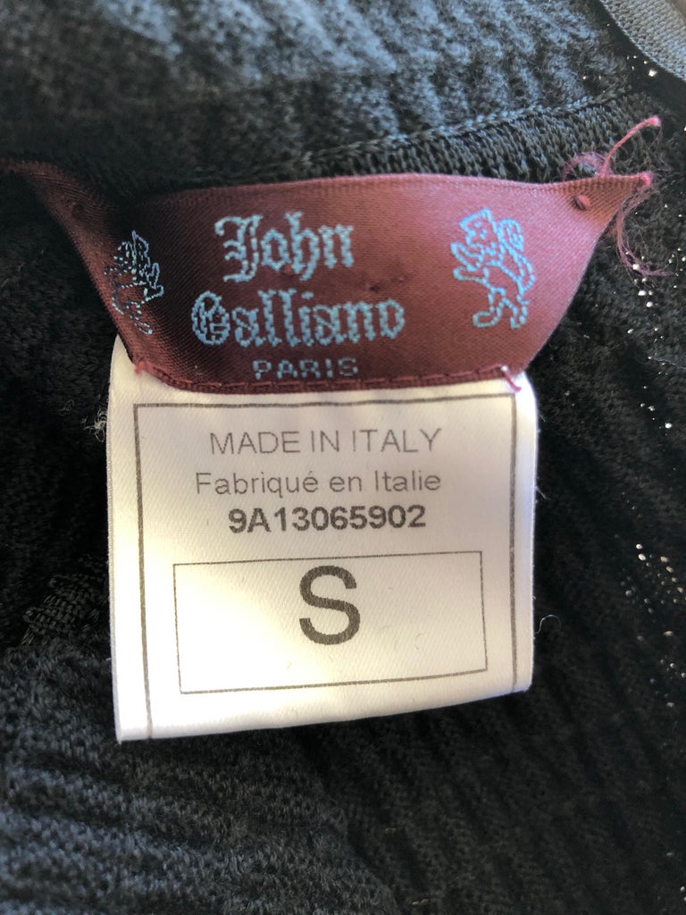 John Galliano Black Fringed Dress with Matching Wide Mink Collar ...