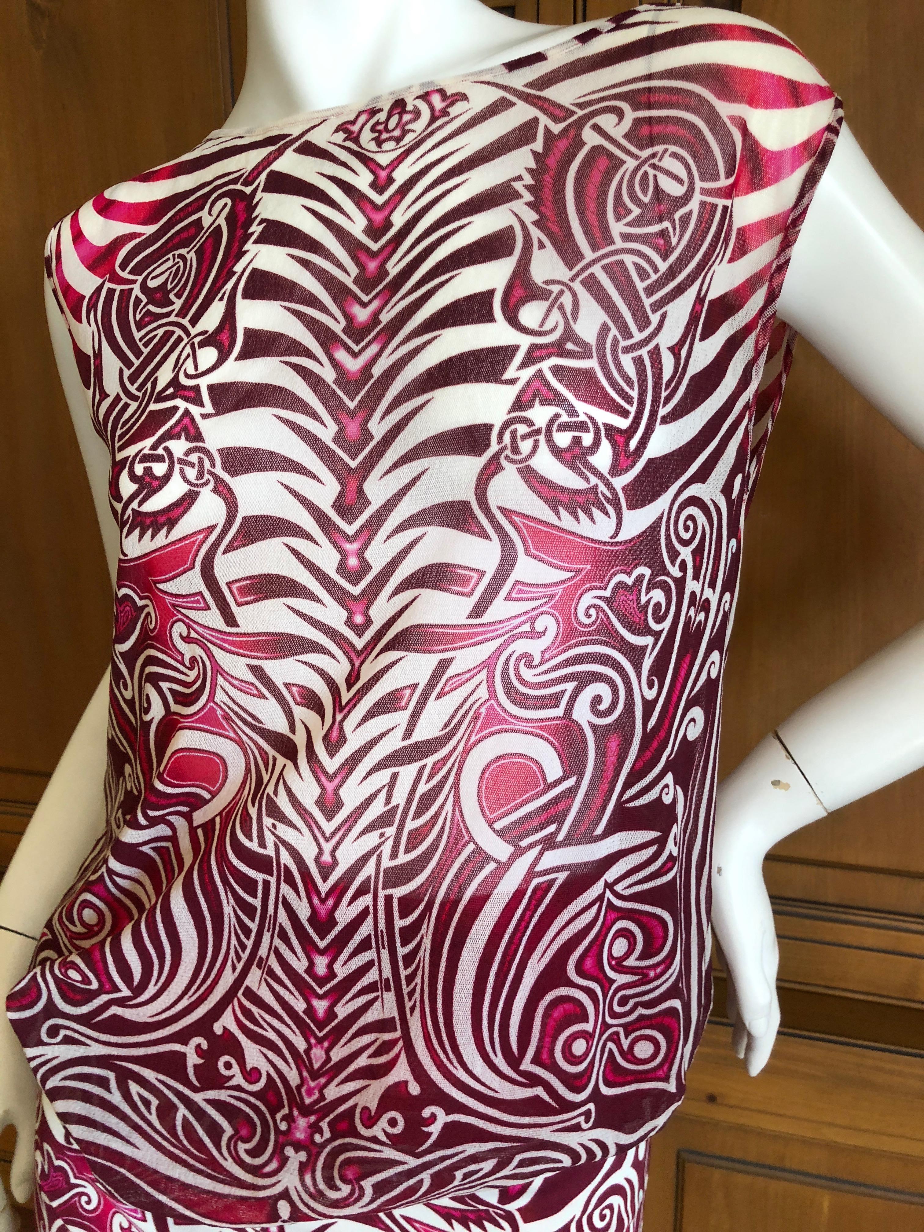 Women's Jean Paul Gaultier Soleil Sheer Maori Tattoo Print Dress For Sale