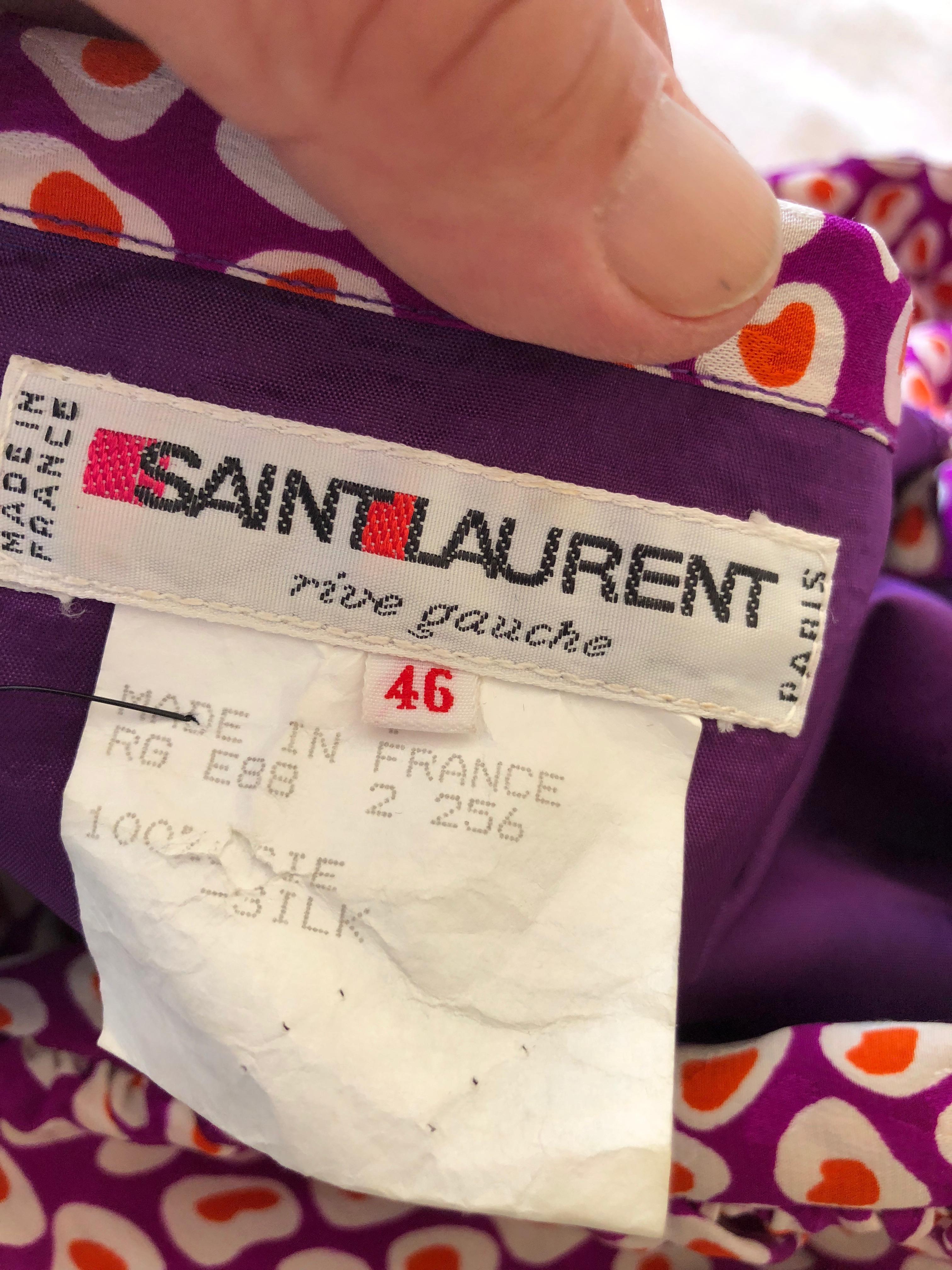 Yves Saint Laurent Rive Gauche 1970's Silk Off the Shoulder Poet Sleeve Dress  For Sale 3