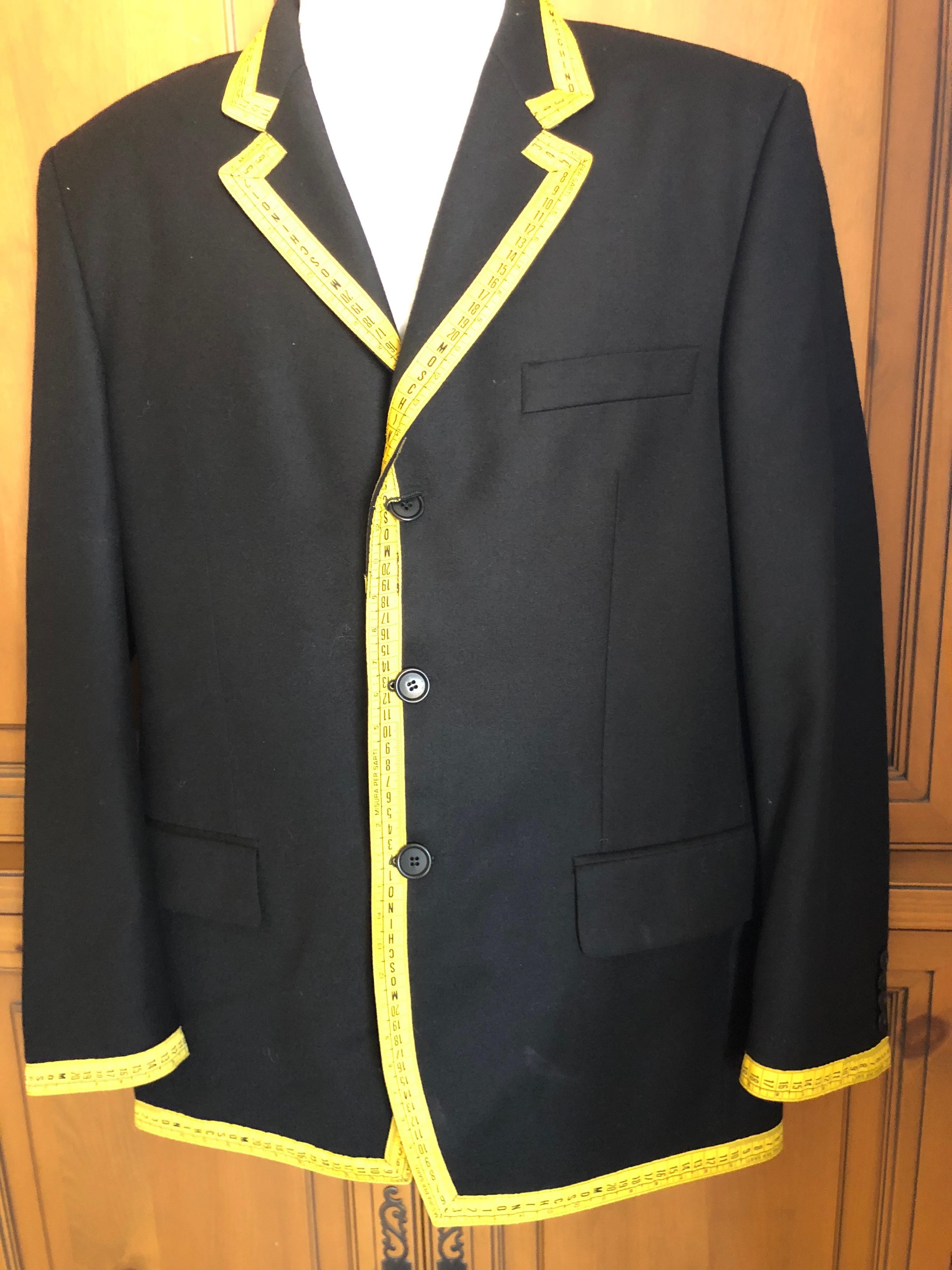 Moschino 1989 Cheap & Chic Iconic Vintage Mens Tape Measure Jacket and Vest For Sale 4
