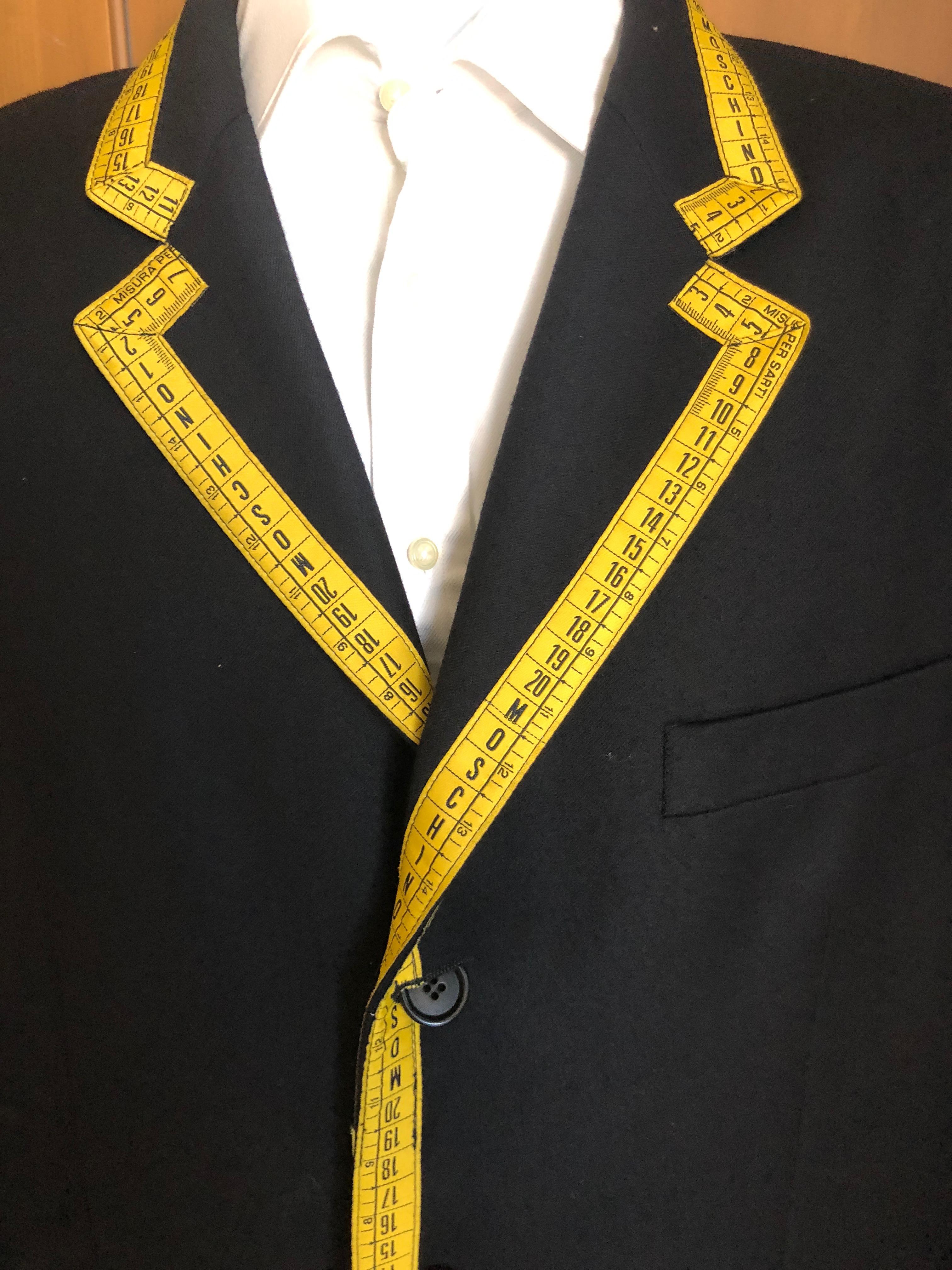 Moschino 1989 Cheap & Chic Iconic Vintage Mens Tape Measure Jacket and Vest For Sale 5