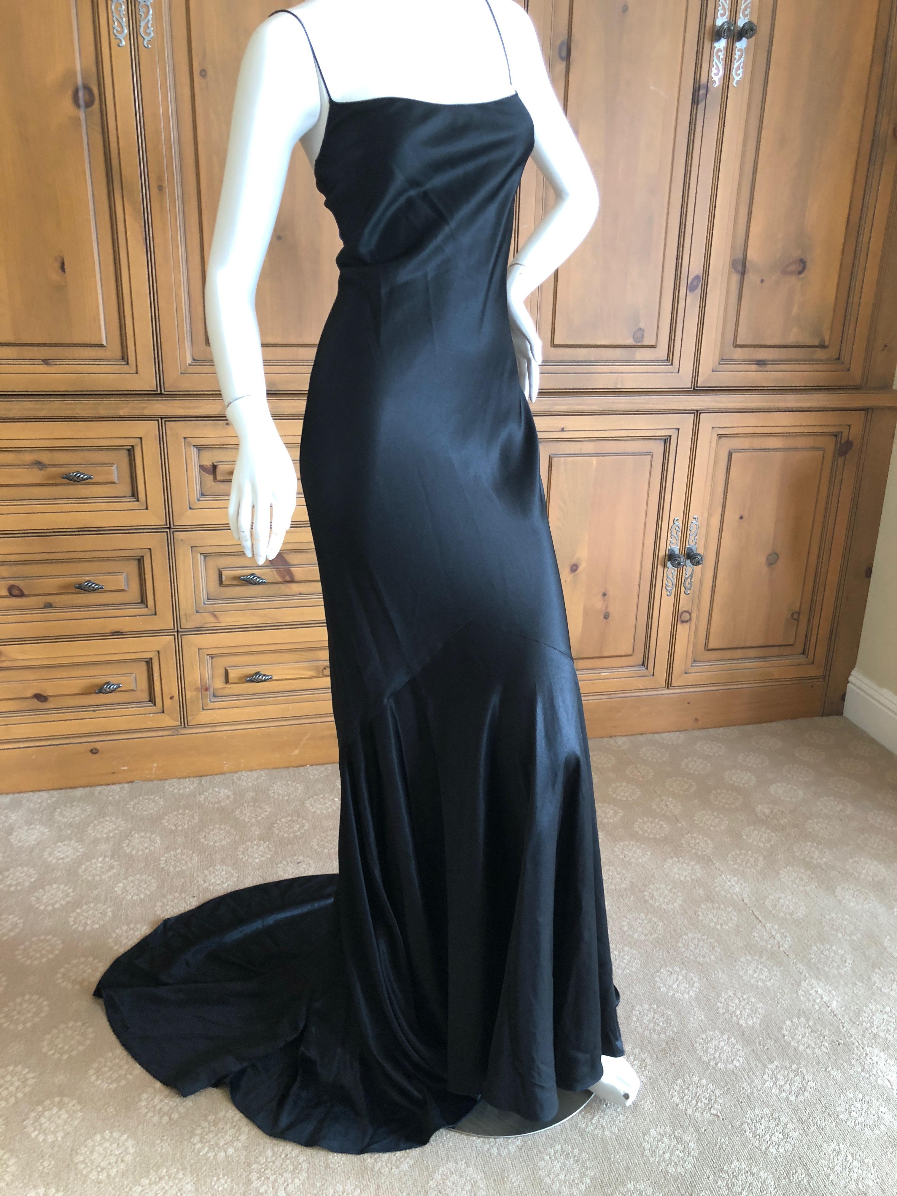 John Galliano 1990's Bias Cut Black Slip Dress with Long Train In Excellent Condition For Sale In Cloverdale, CA