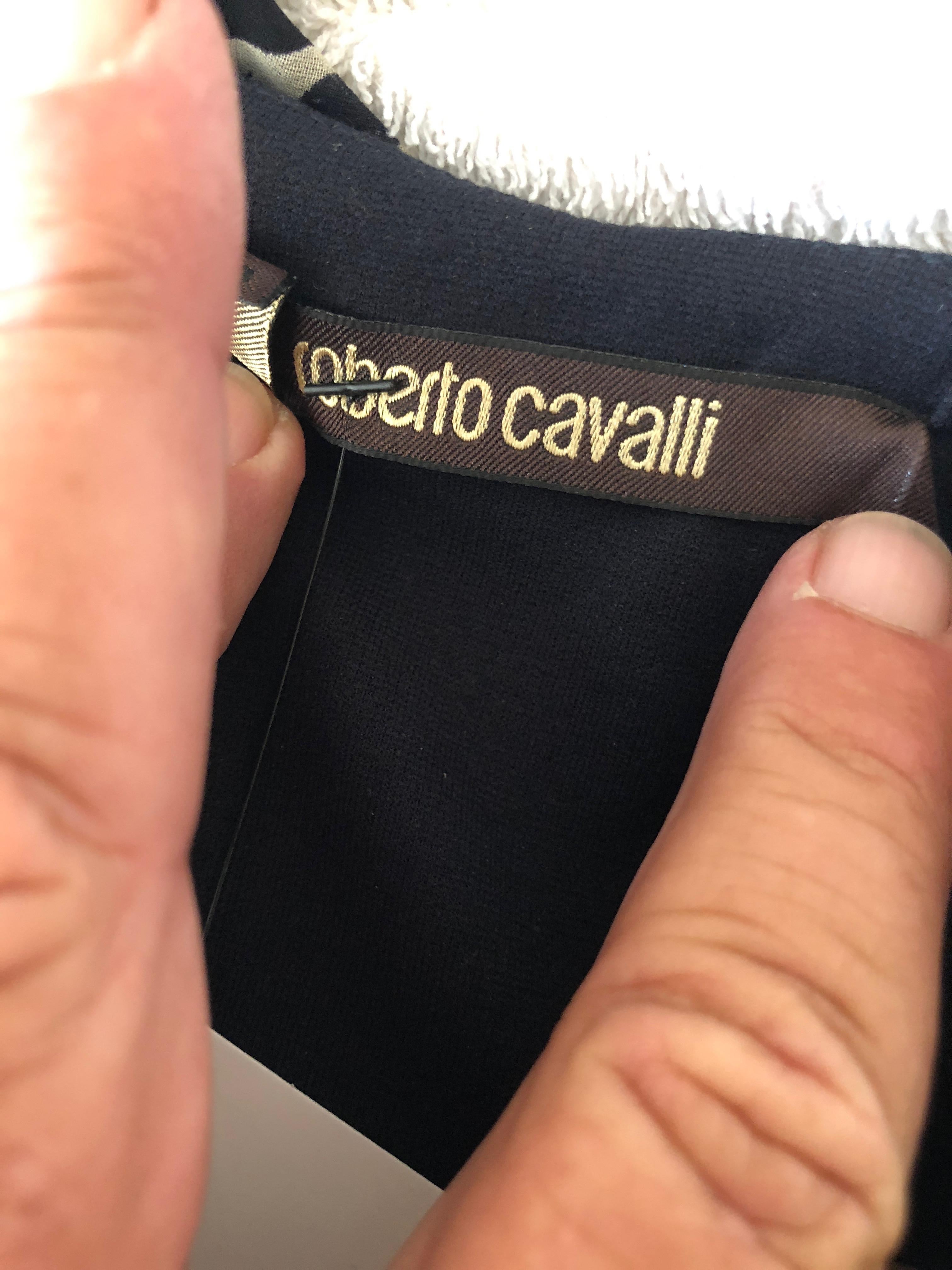 Roberto Cavalli Vintage Black Bodycon Dress w Crystal Embellished Snake Collar For Sale 6