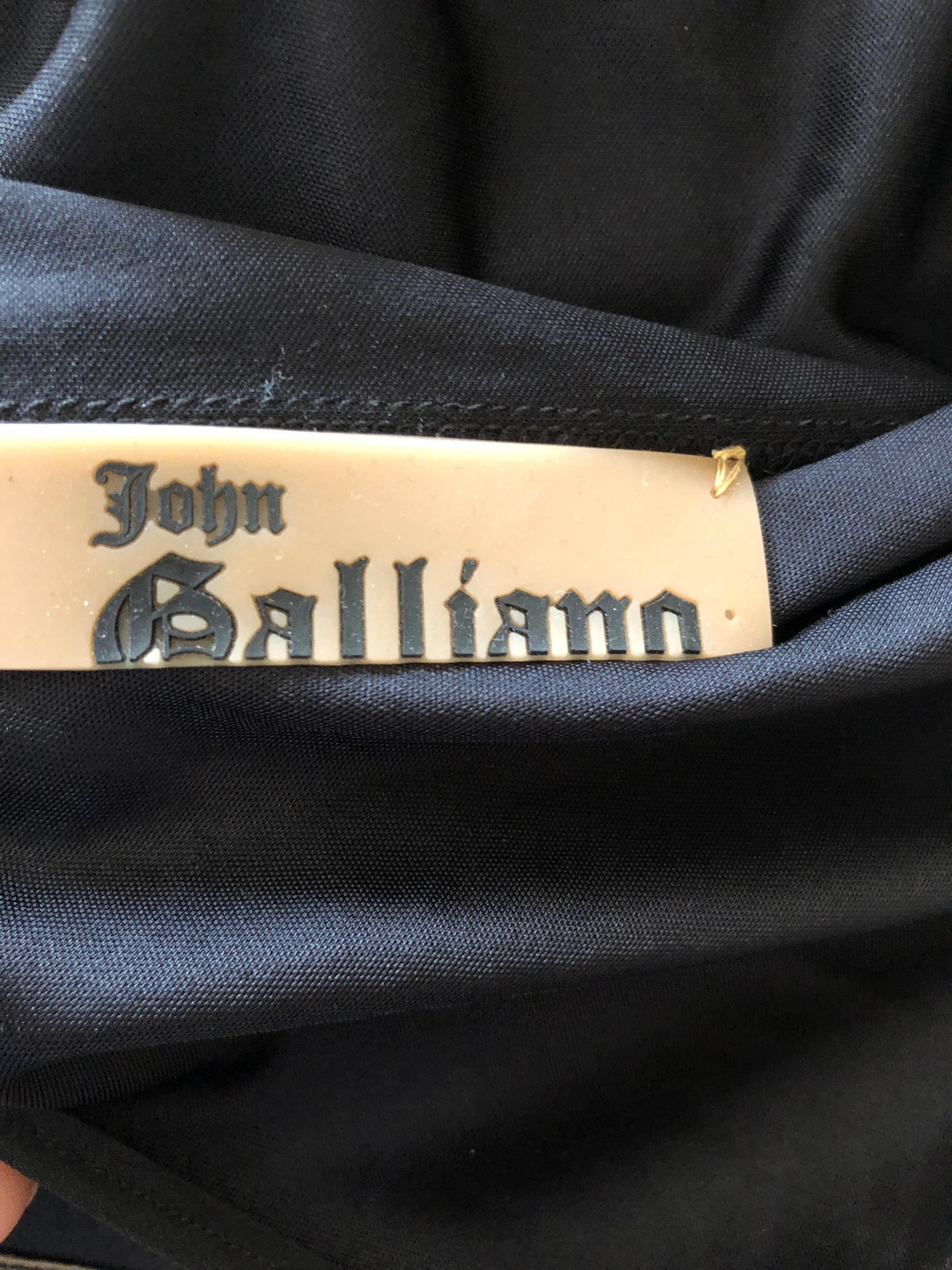 John Galliano Vintage Low Cut Black Bias Cut Knot Dress, 1990s  For Sale 4