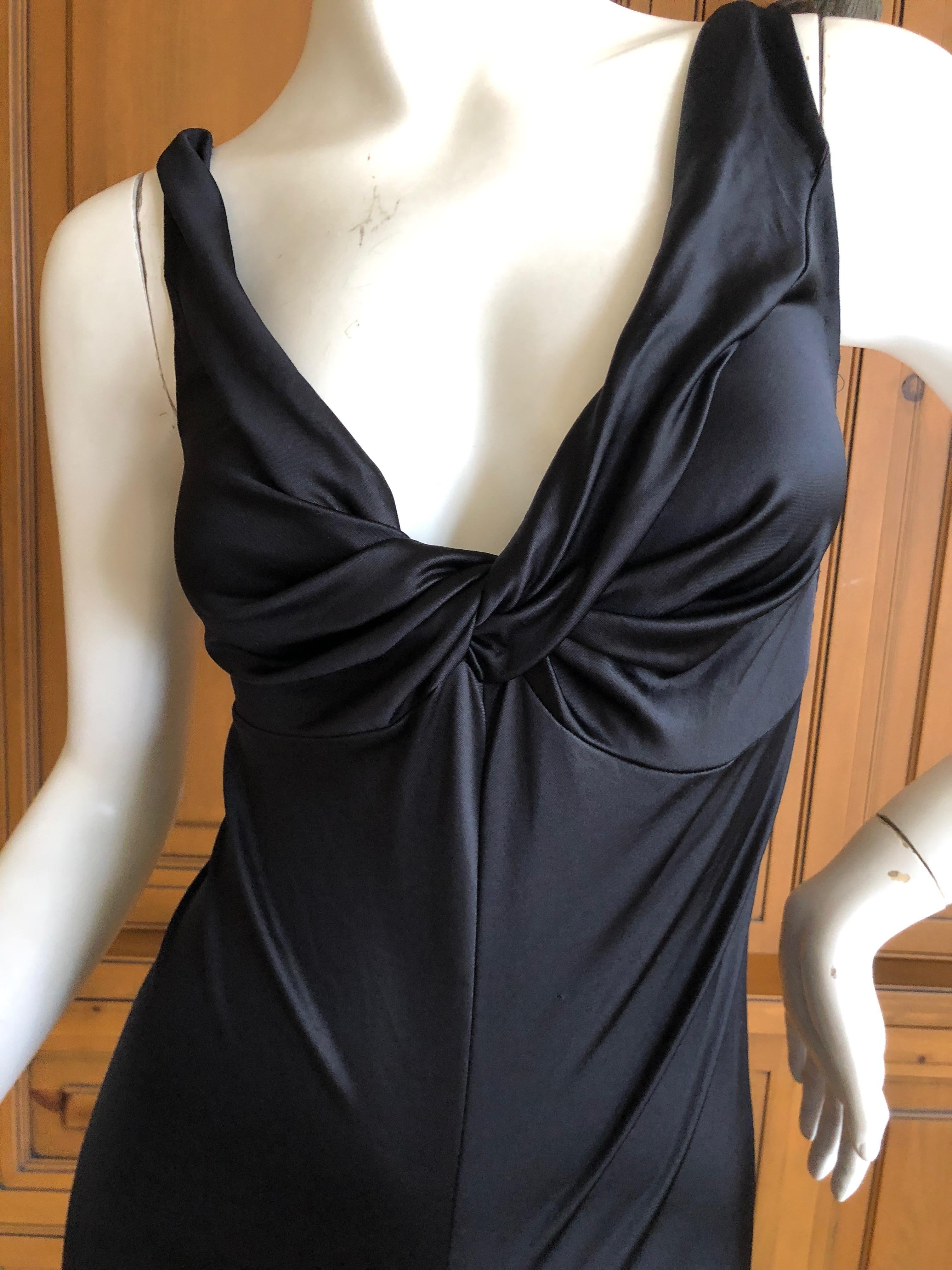 John Galliano Vintage Low Cut Black Bias Cut Knot Dress, 1990s  For Sale 1