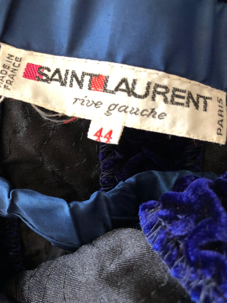 Yves Saint Laurent Rive Gauche Puckered Purple Velvet Strapless Dress ...