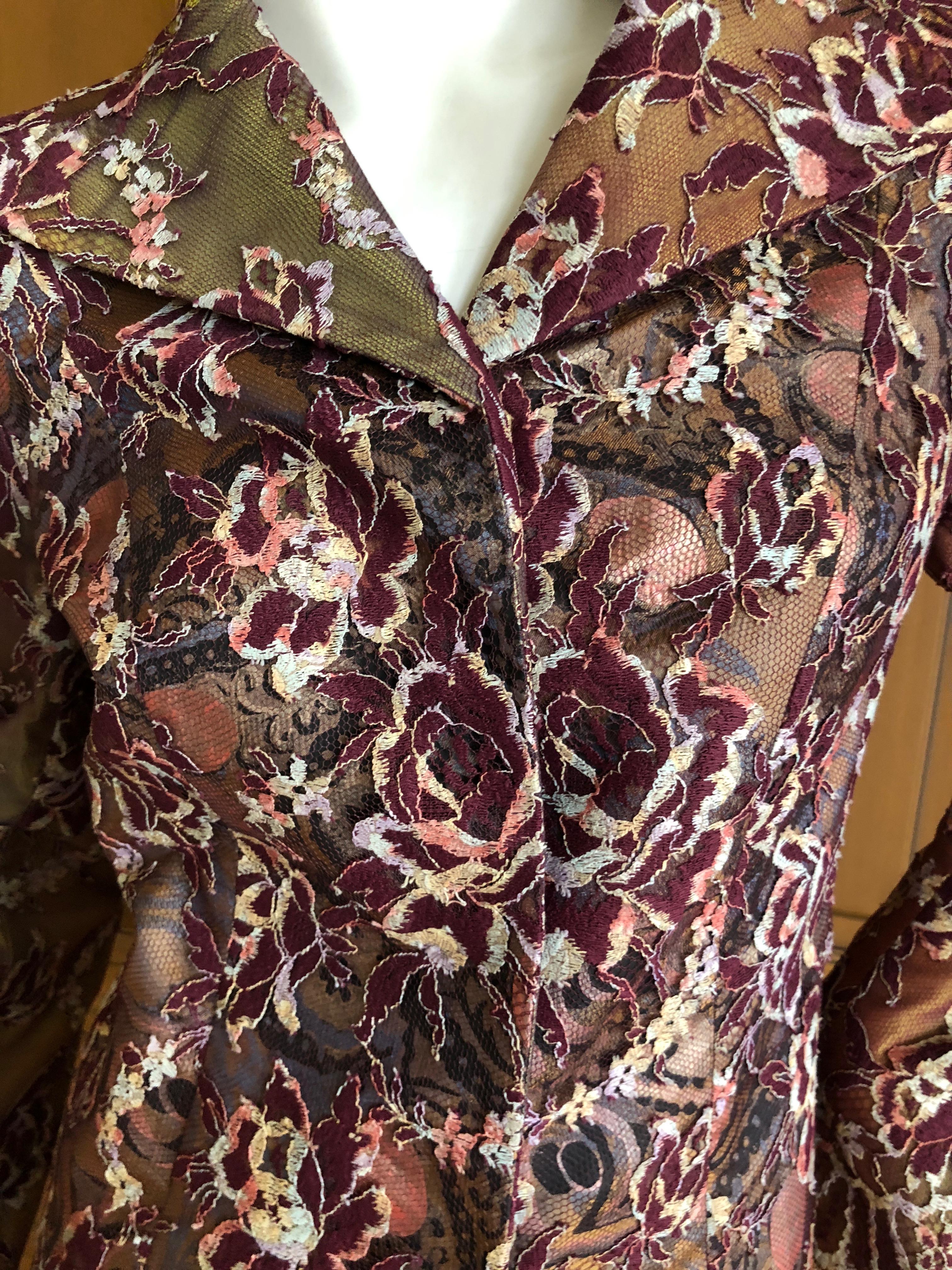 Women's Christian Lacroix Vintage Lace Overlay Silk Jacket Size 38 For Sale