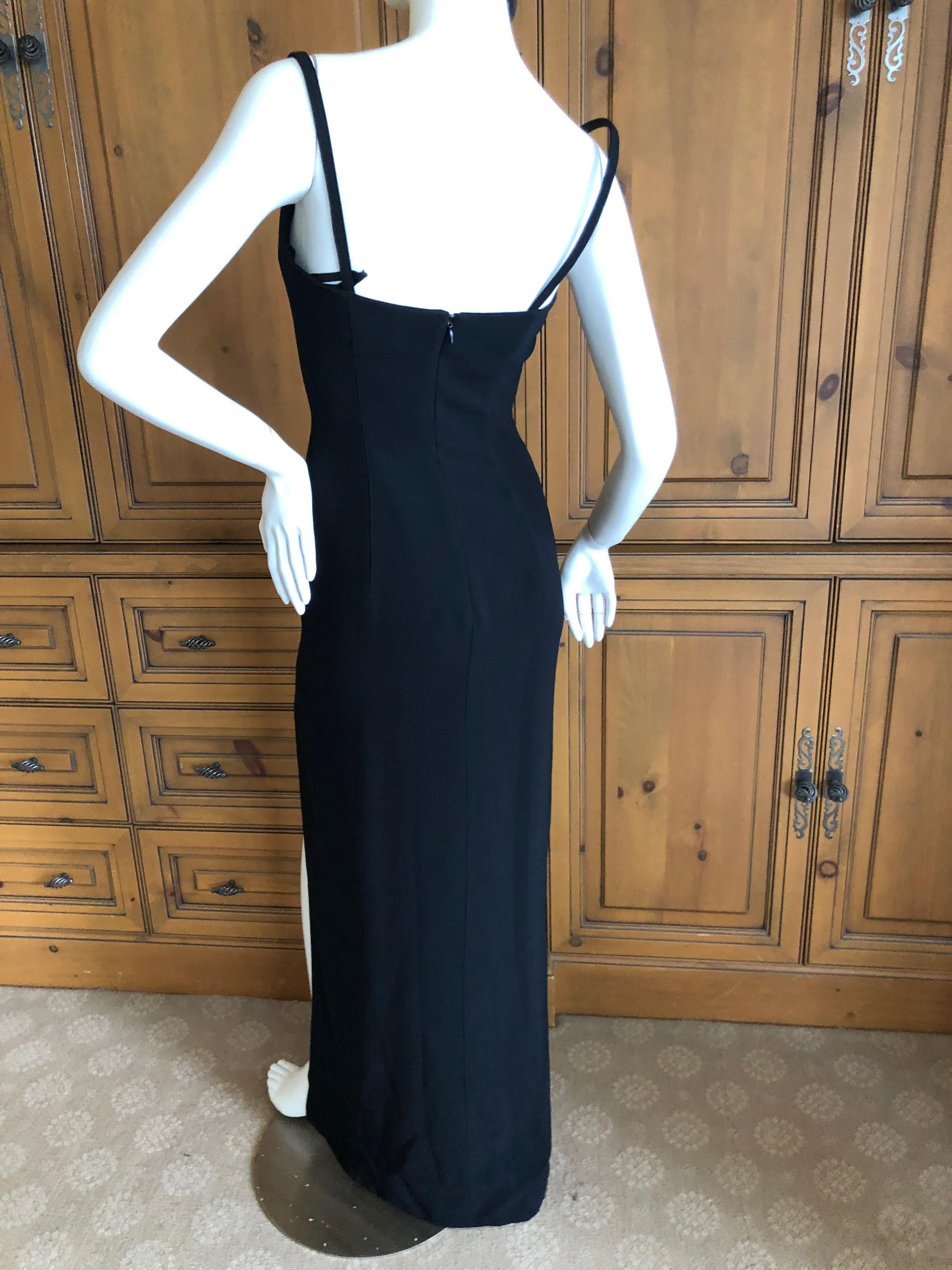 Thierry Mugler Black Vintage Evening Dress with Electric Blue Silk Lining In Excellent Condition For Sale In Cloverdale, CA