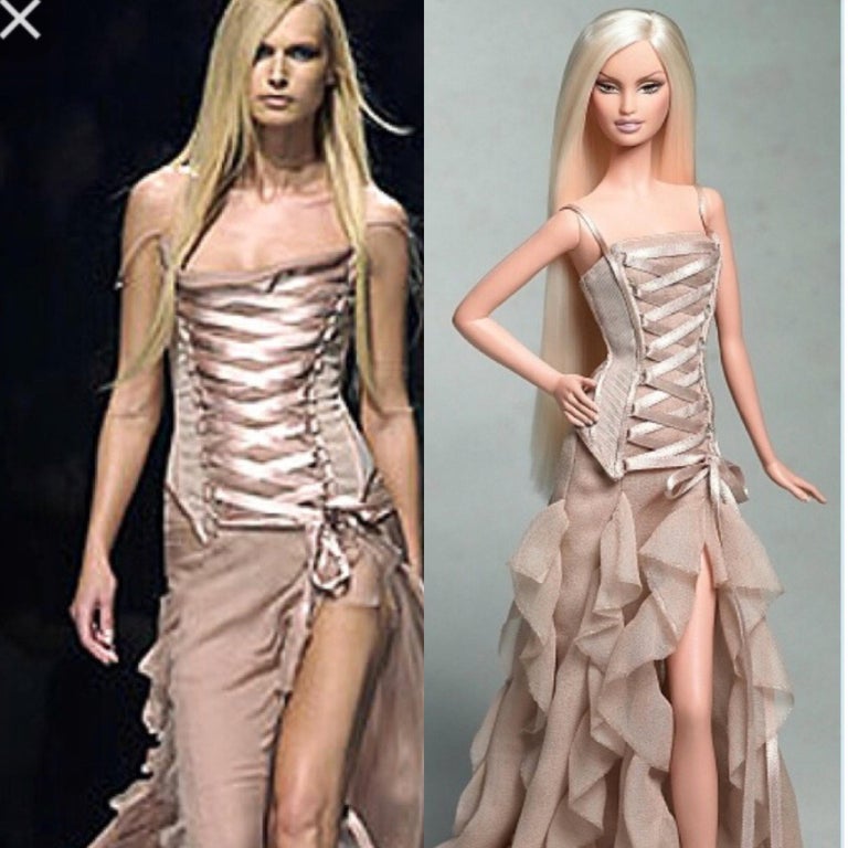 Versace Silk Lace Corset Dress as Seen on Barbie Doll, Fall 2003 For Sale  at 1stDibs | versace pink corset dress, barbie corset dress, versace barbie  dress