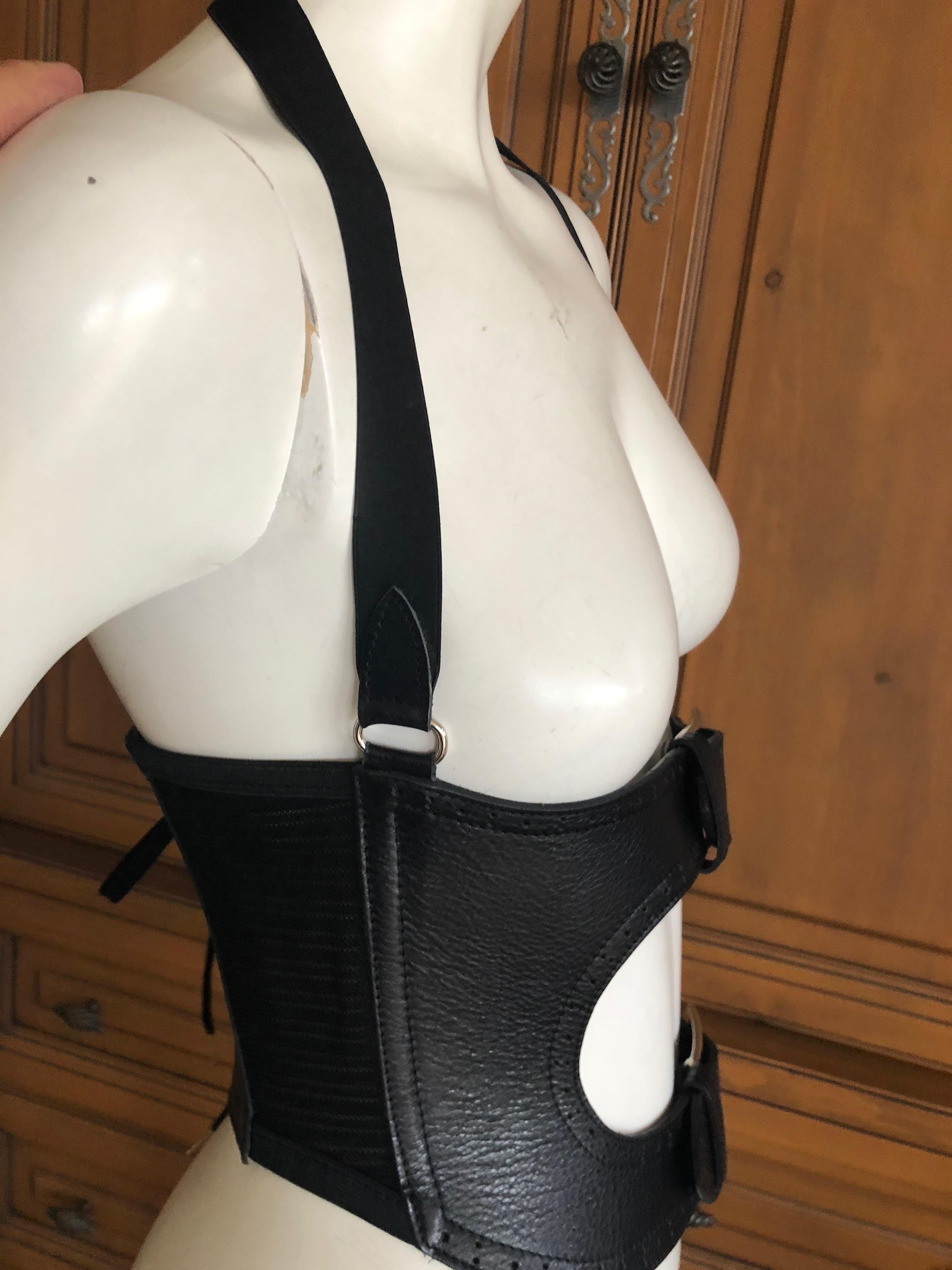Jean Paul Gaultier Black Leather Harness with Corset Laced Details In New Condition For Sale In Cloverdale, CA