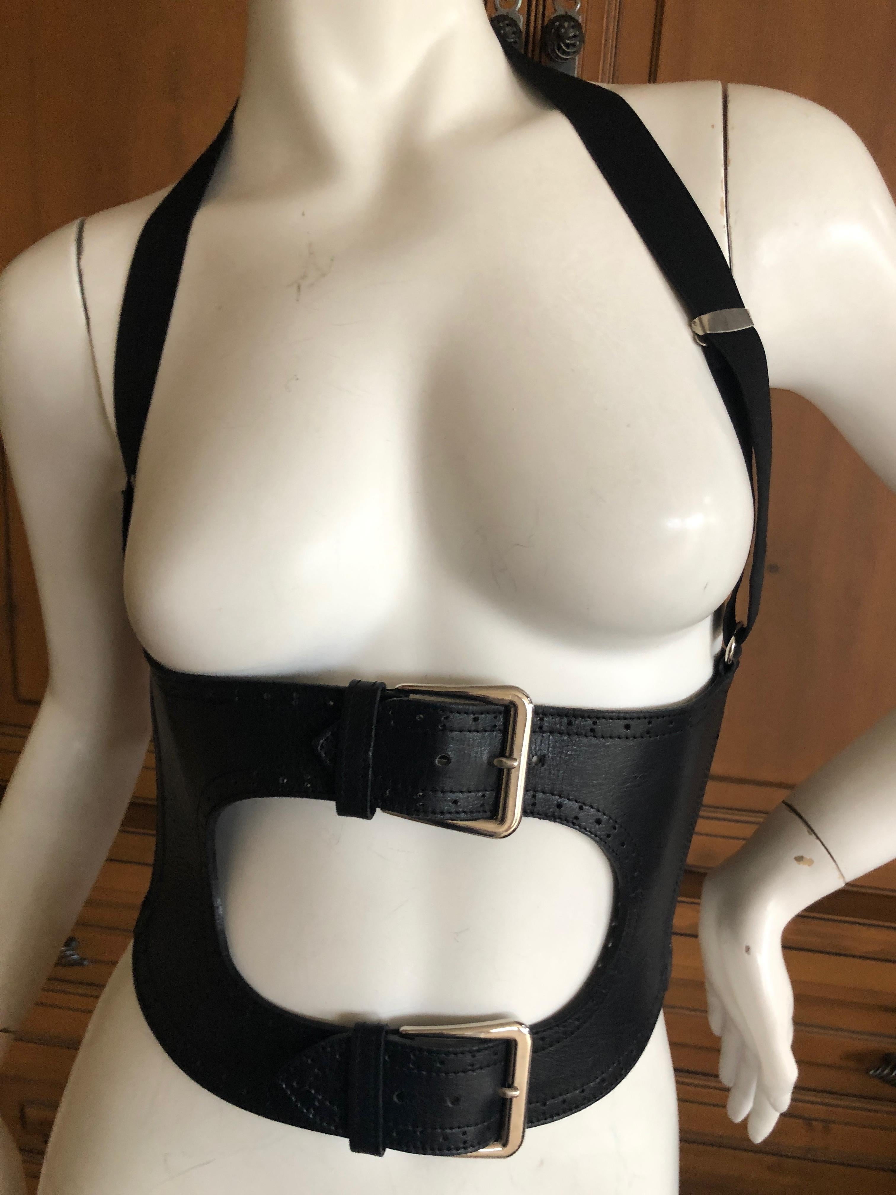 Jean Paul Gaultier Black Leather Harness with Corset Laced Details For Sale 1