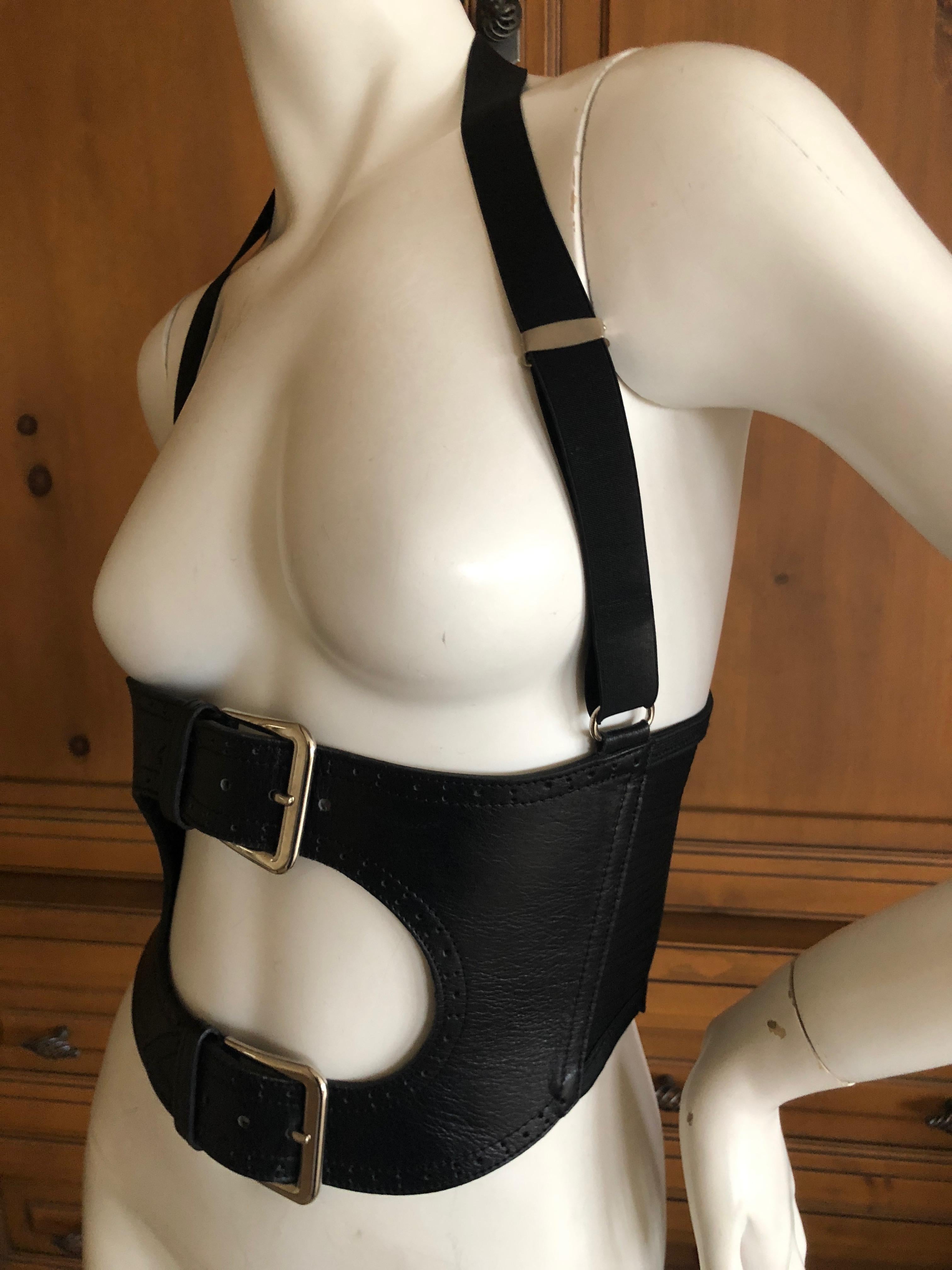 Jean Paul Gaultier Black Leather Harness with Corset Laced Details For Sale 2