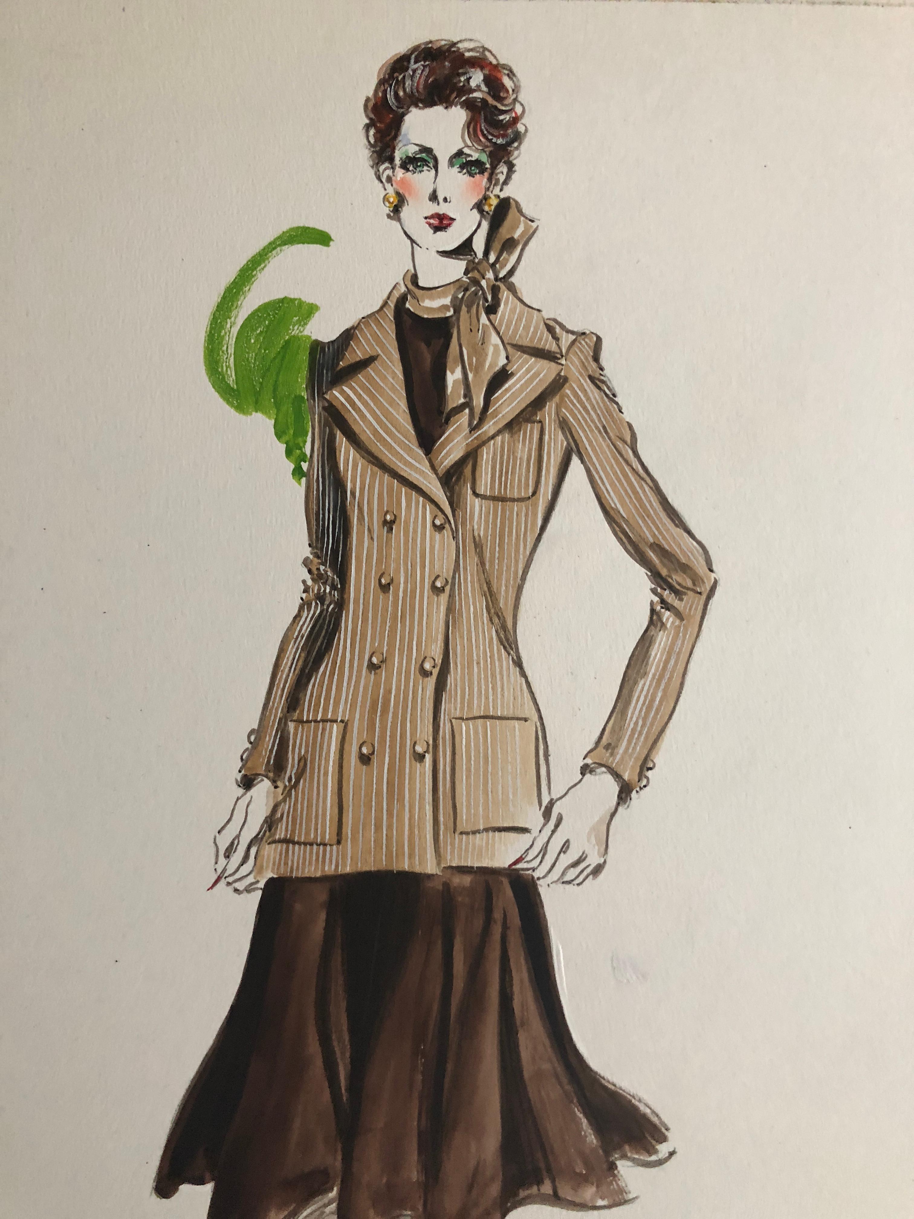 Cardinali Fashion 1970's Original Fashion Illustration by Robert W. Richards.
Featuring one guache original illustrations of Cardinale fashion.
 14