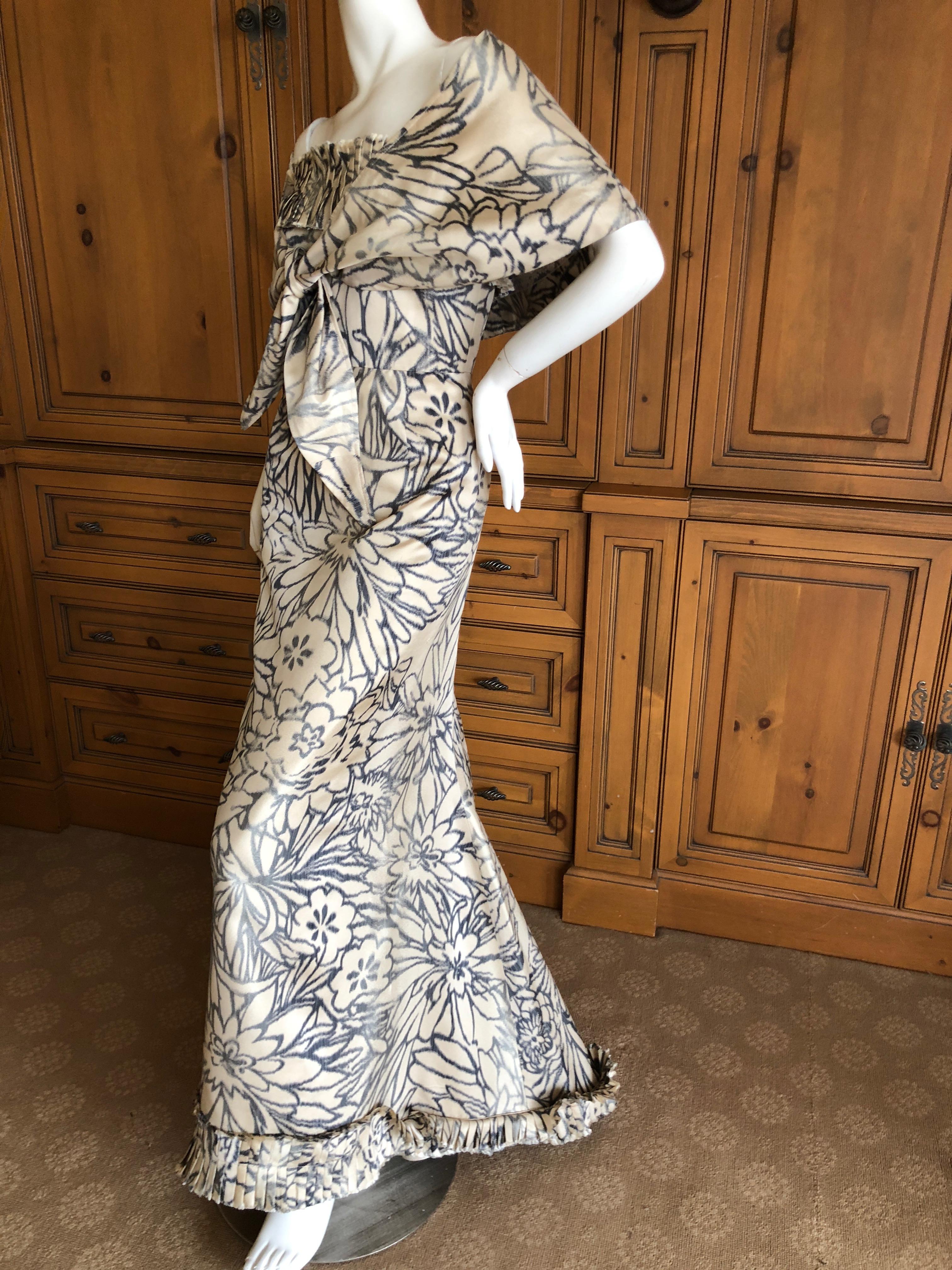 Women's Oscar de la Renta for Bergdorf Goodman Strapless Silk Evening Dress with Shawl For Sale