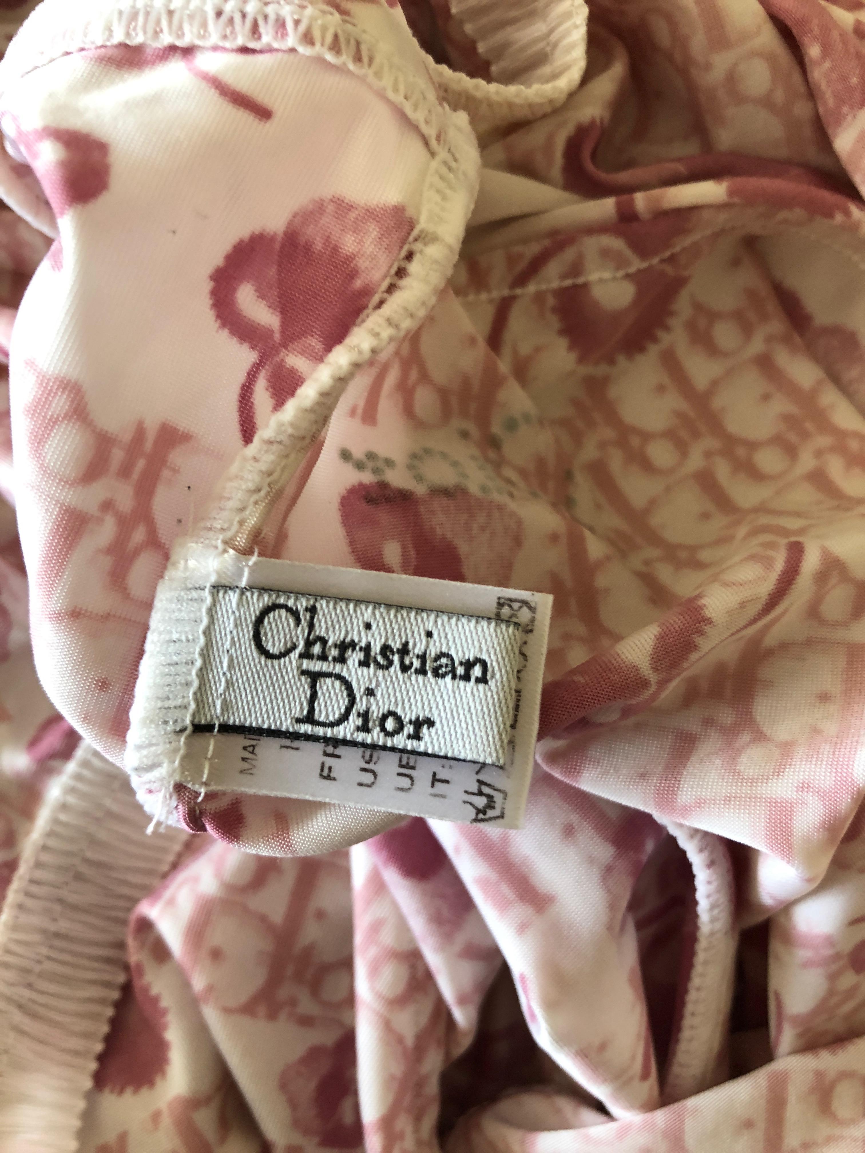 Christian Dior Lingerie by John Galliano Cherry Blossom Pattern Logo Dress For Sale 2