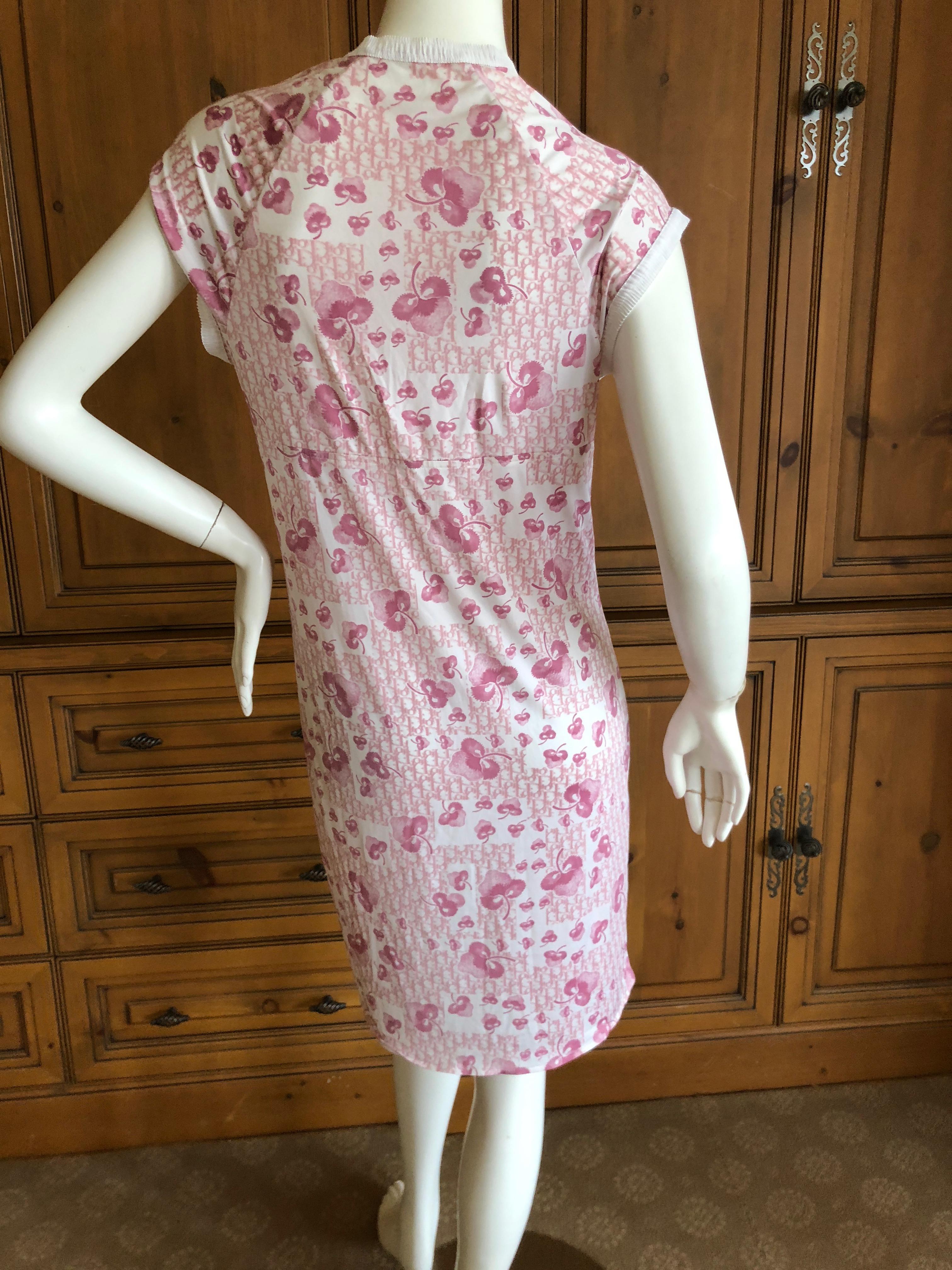Women's Christian Dior Lingerie by John Galliano Cherry Blossom Pattern Logo Dress For Sale