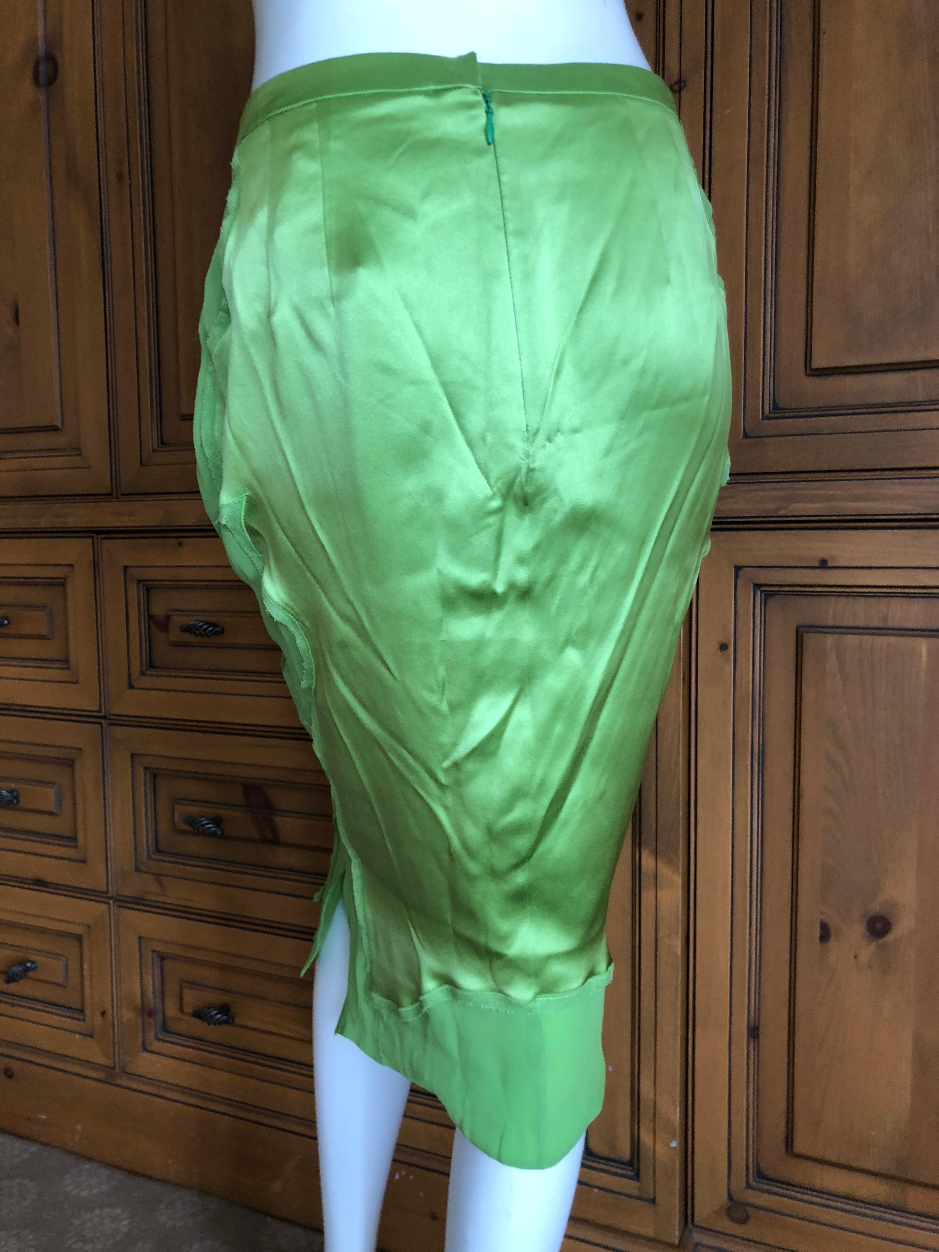 Yves Saint Laurent by Tom Ford 2004 Bright Green Silk Skirt New with Tags Sz 38 For Sale 1