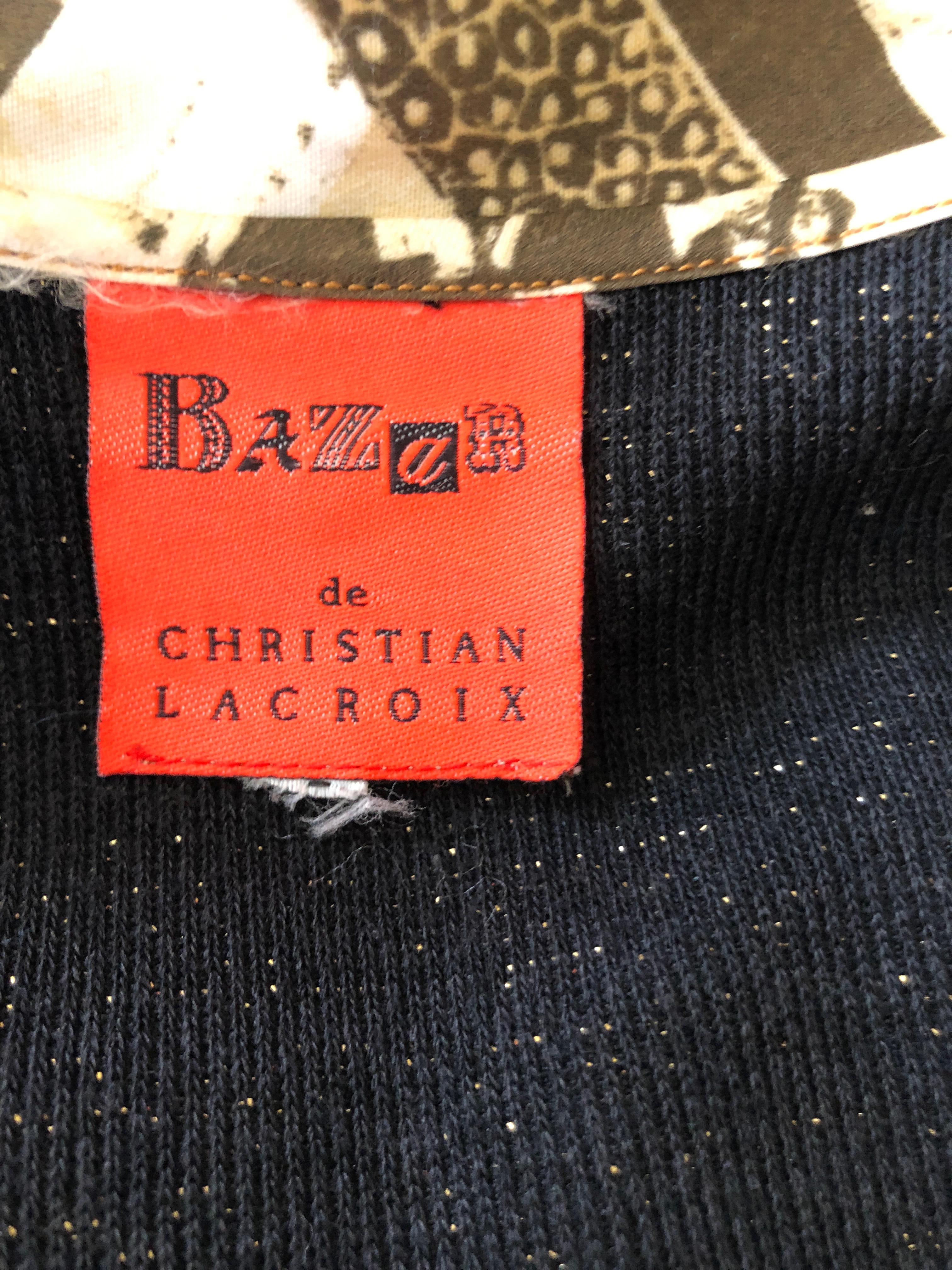 Christian Lacroix Bazar Vintage Washed Denim and Silk Jacket with Bow For Sale 8