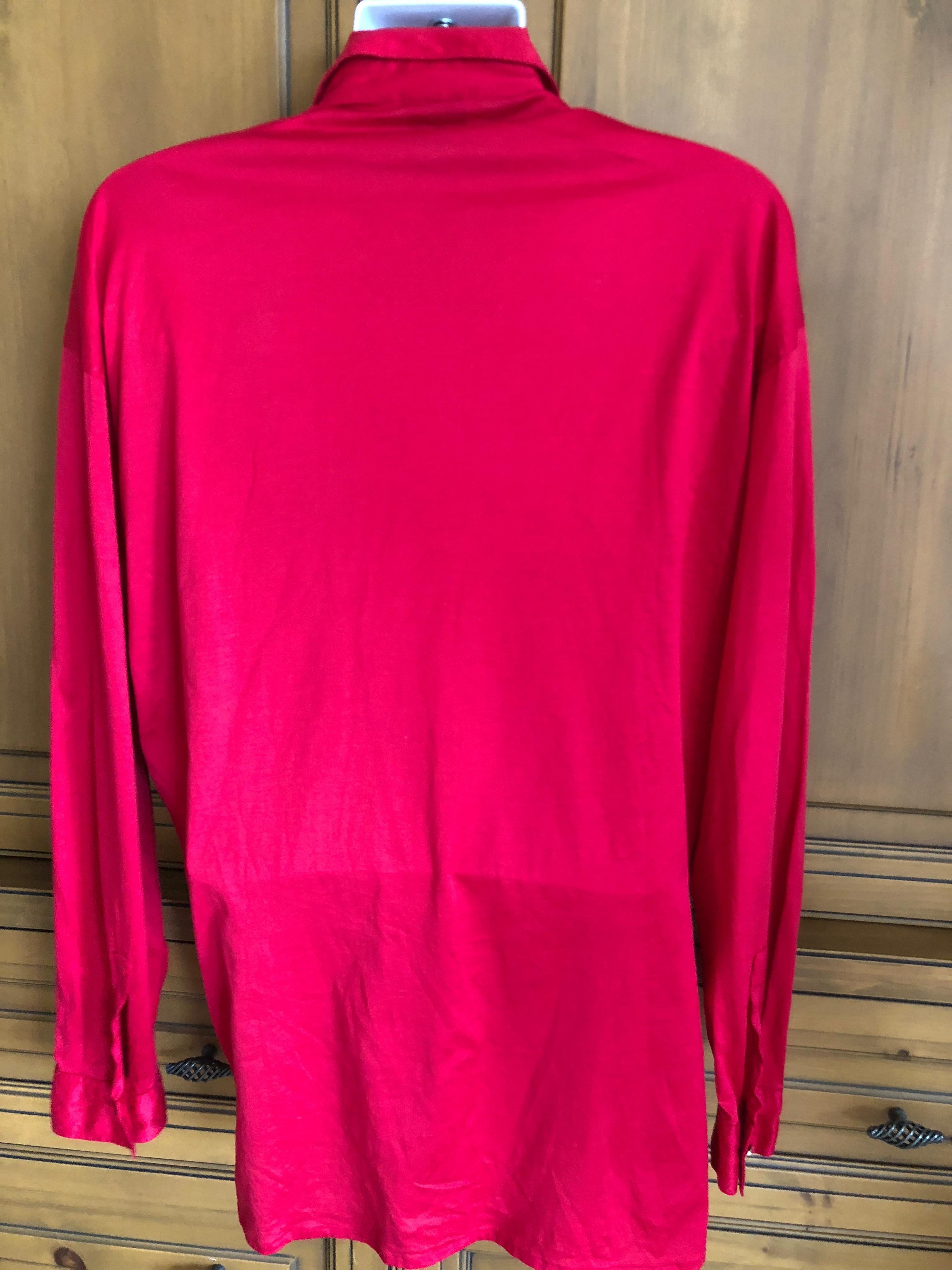 Versus Gianni Versace Rare 1993 Red Sheer Mesh Men's Large Shirt  For Sale 3
