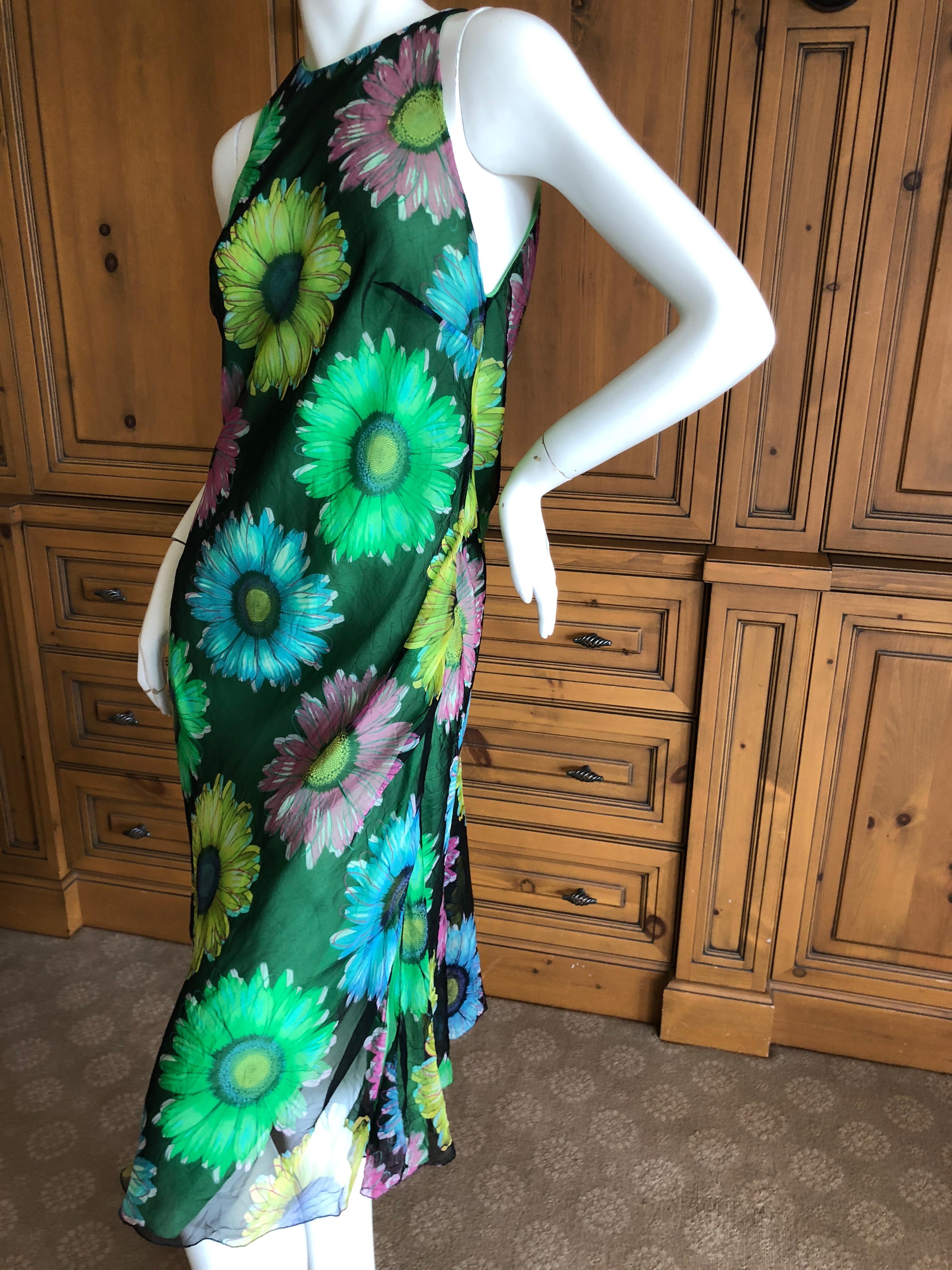 Gianni Versace Couture Vintage Warhol Daisy Print SIlk Dress 1992  In Excellent Condition For Sale In Cloverdale, CA