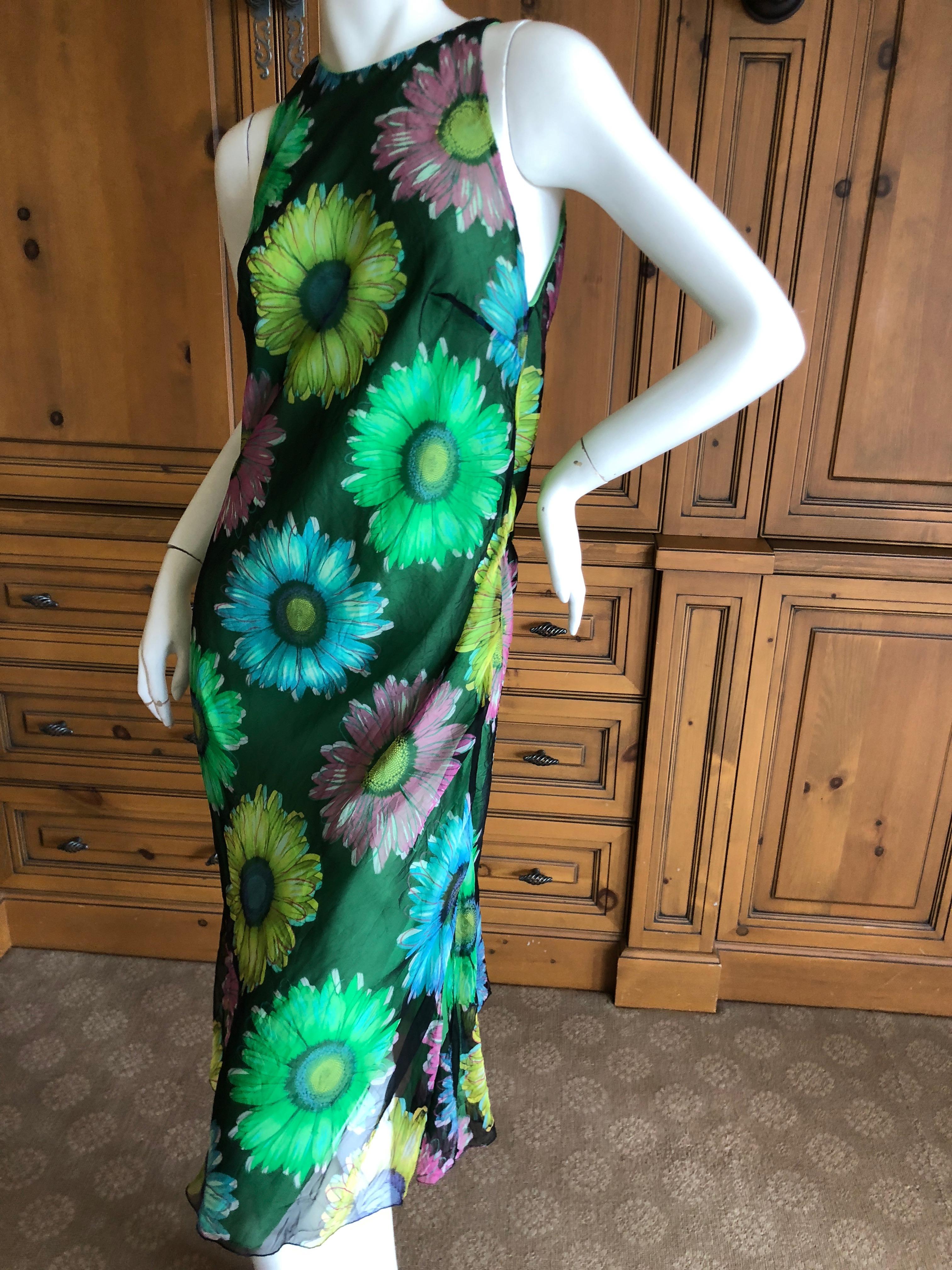 Women's Gianni Versace Couture Vintage Warhol Daisy Print SIlk Dress 1992  For Sale