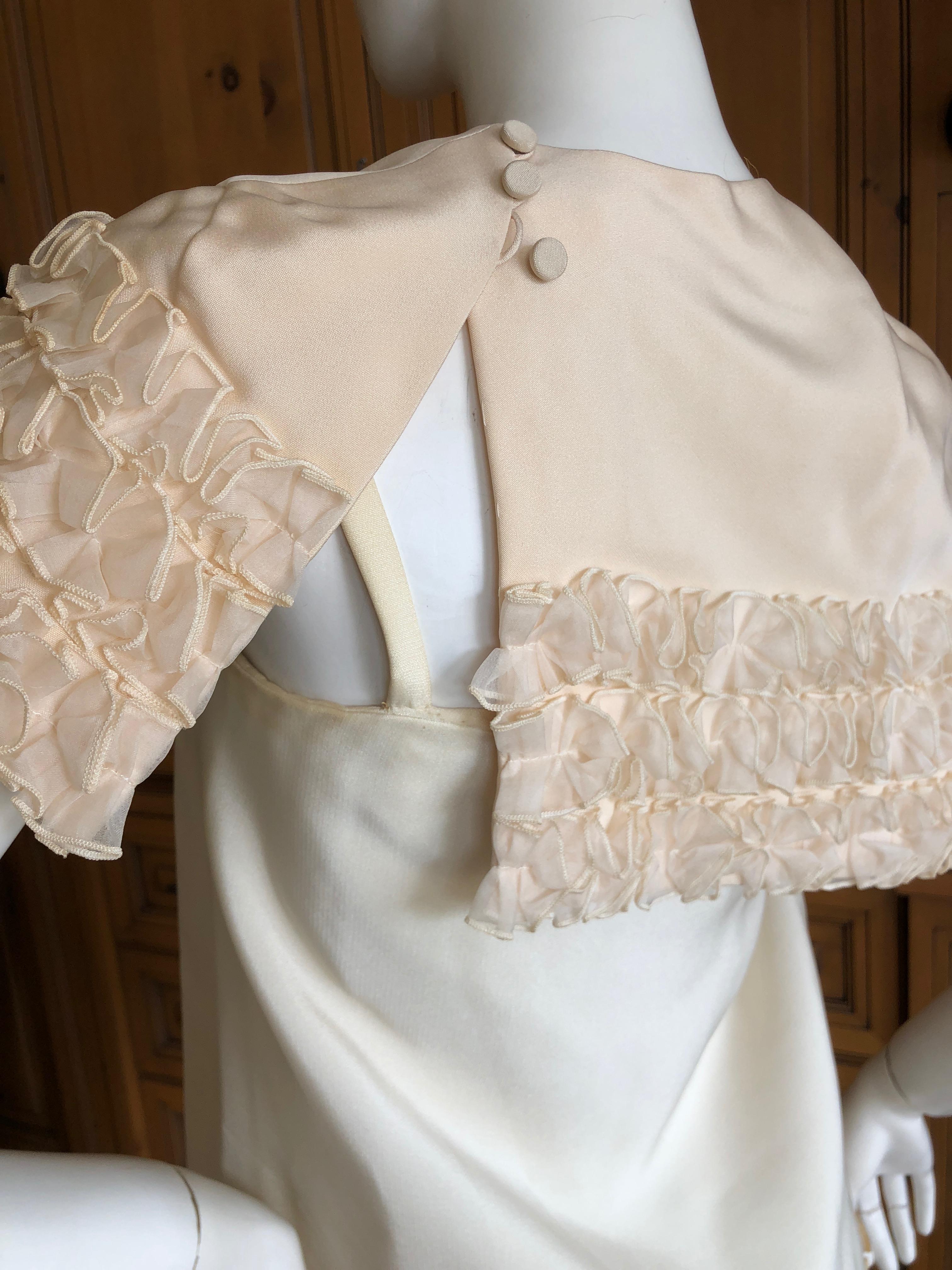 Cardinali Ivory Ruffle Silk Dress and Shorts, Fall 1971  In Good Condition For Sale In Cloverdale, CA