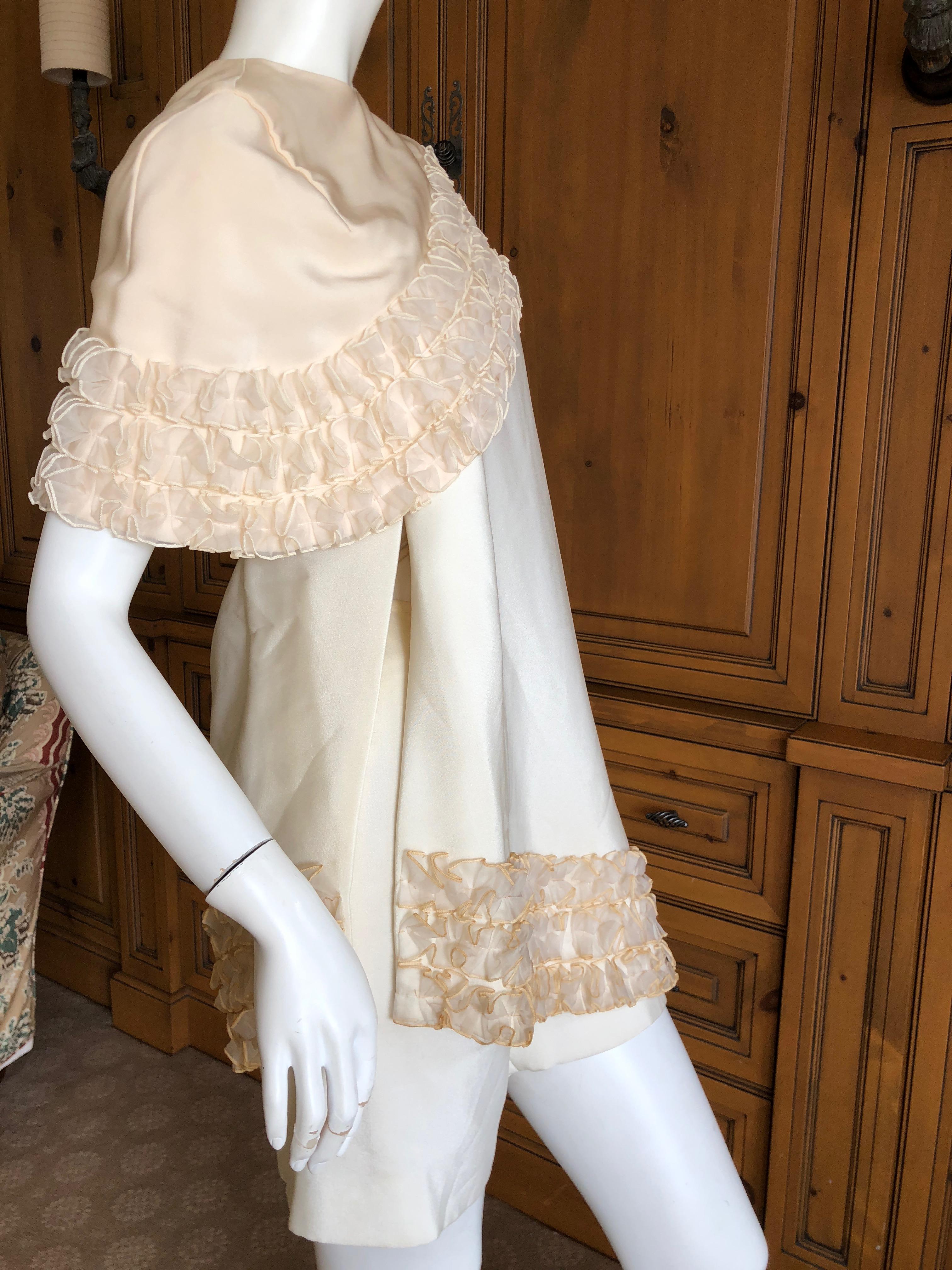 Cardinali Ivory Ruffle Silk Dress and Shorts, Fall 1971  For Sale 1