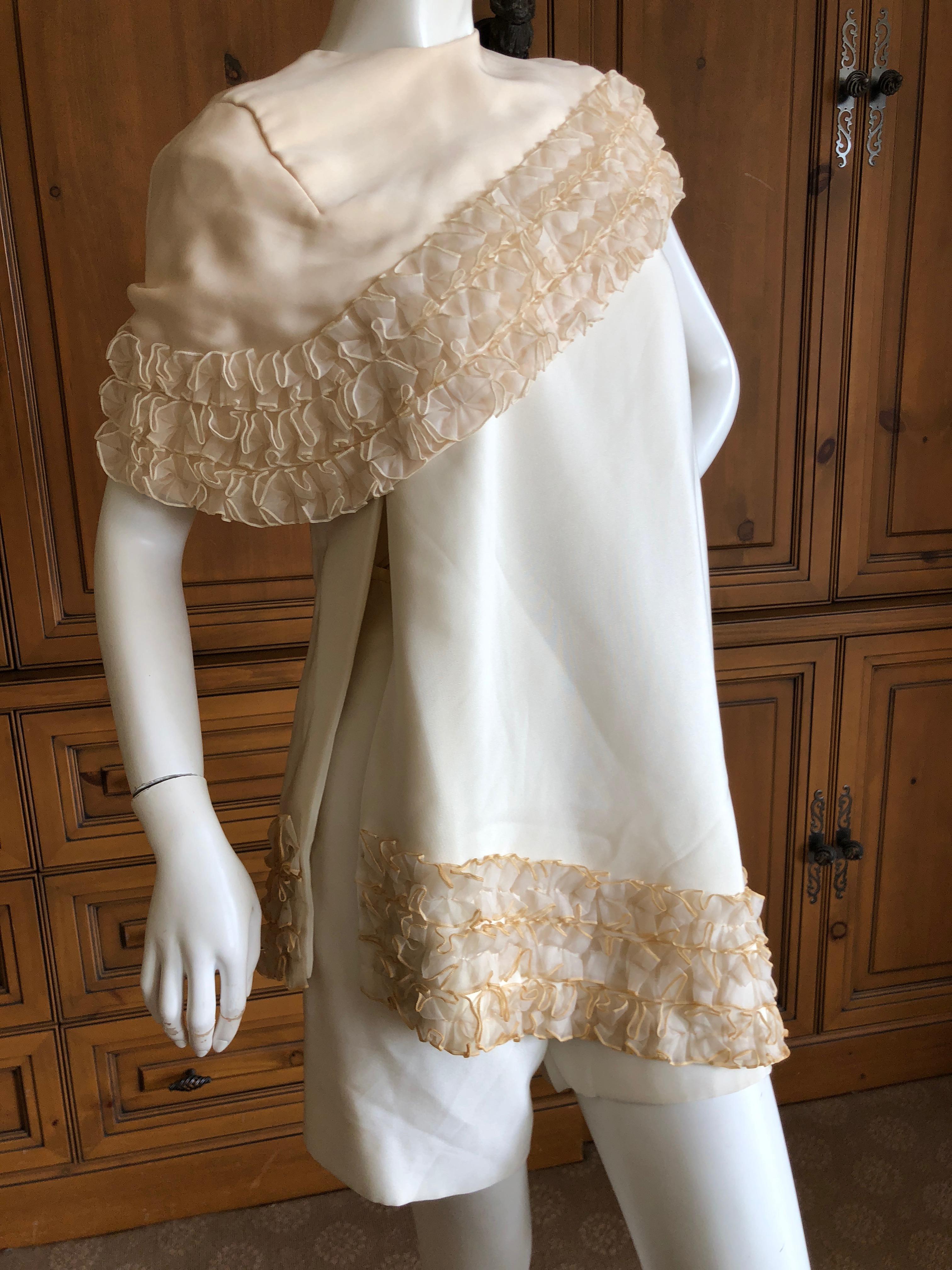 Cardinali Ivory Ruffle Silk Dress and Shorts, Fall 1971  For Sale 2