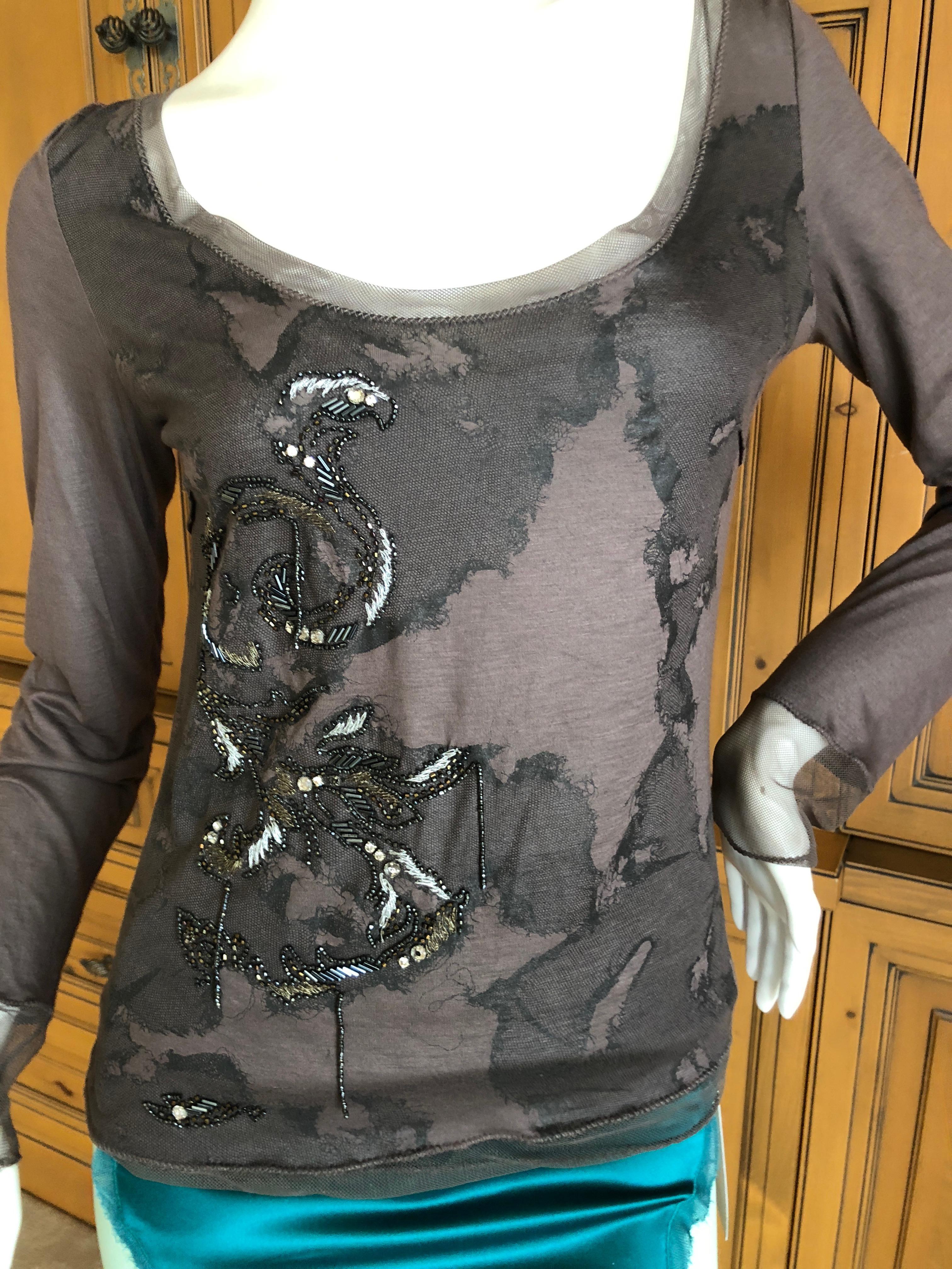 Christian Dior by John Galliano Embroidered Lace Print Deconstructed Top, 2000  In Excellent Condition For Sale In Cloverdale, CA