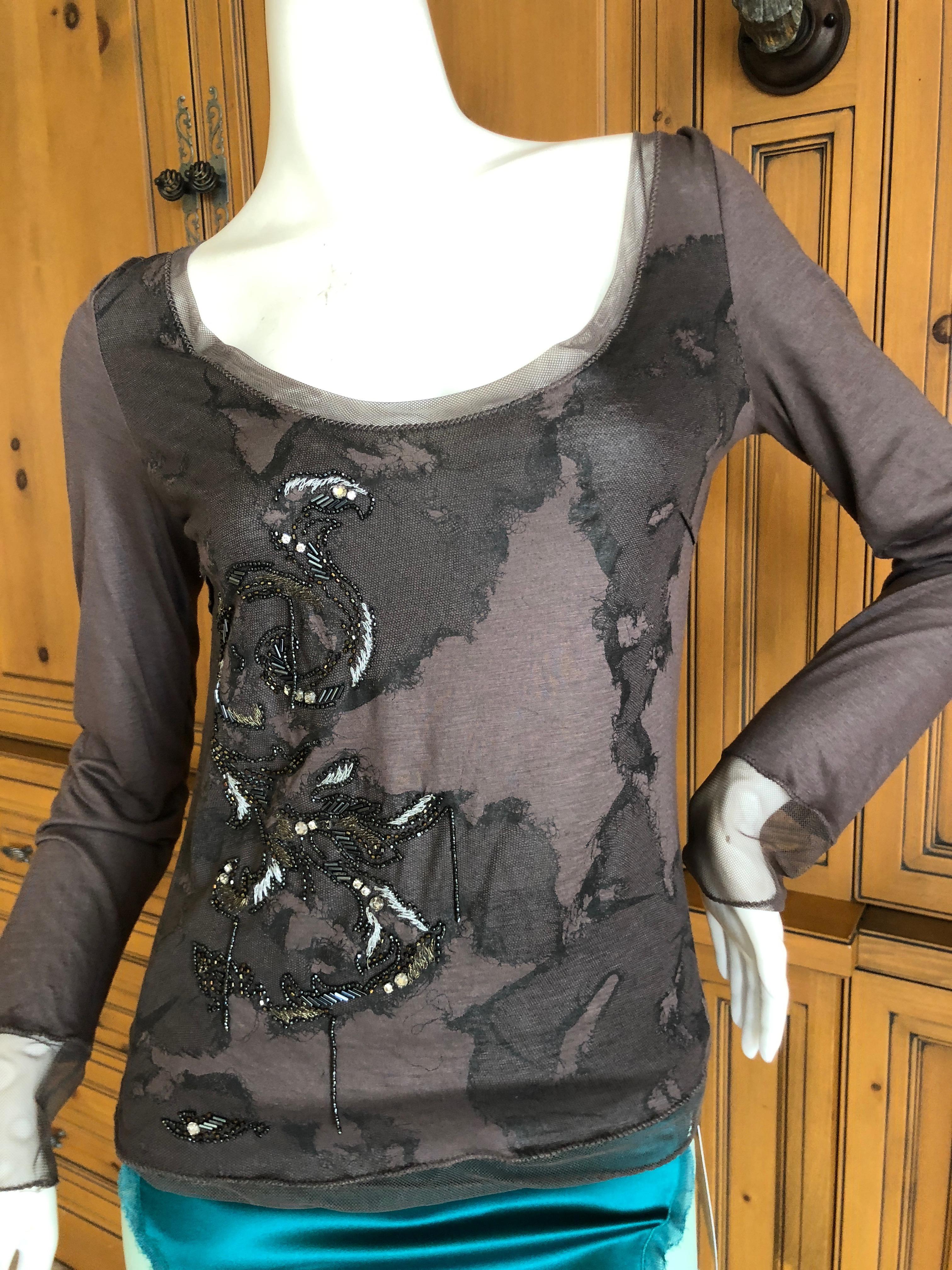 Women's Christian Dior by John Galliano Embroidered Lace Print Deconstructed Top, 2000  For Sale