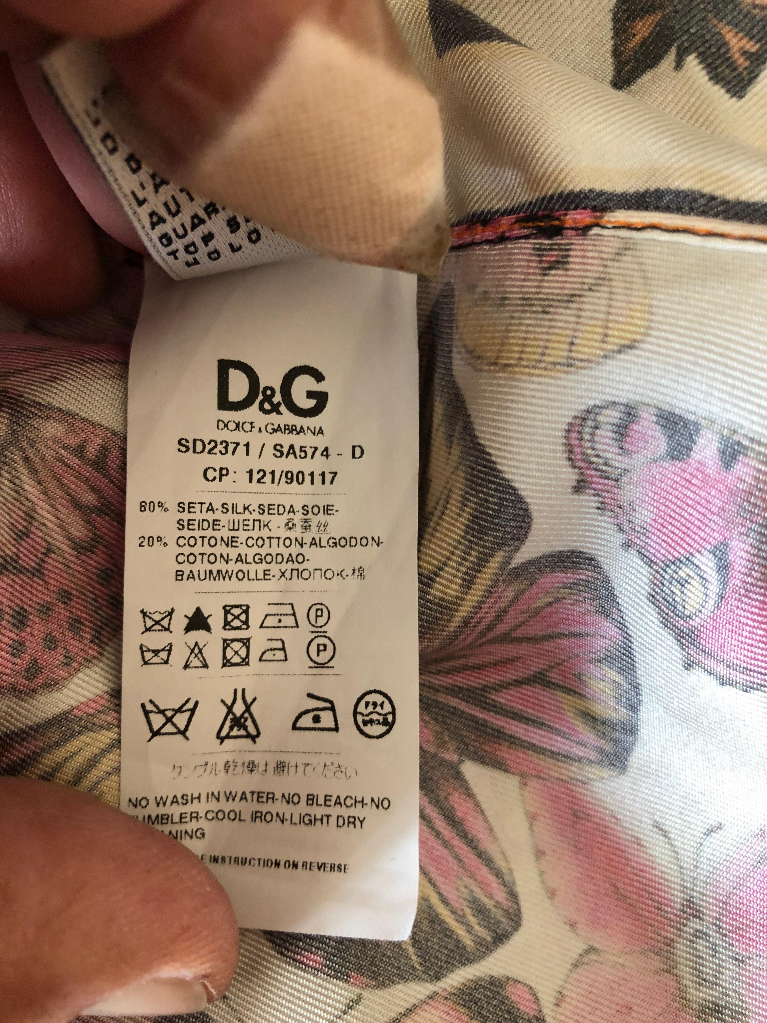 Dolce & Gabbana for D&G Vintage Silk Dress with Butterfly Print Handkerchief Hem For Sale 3