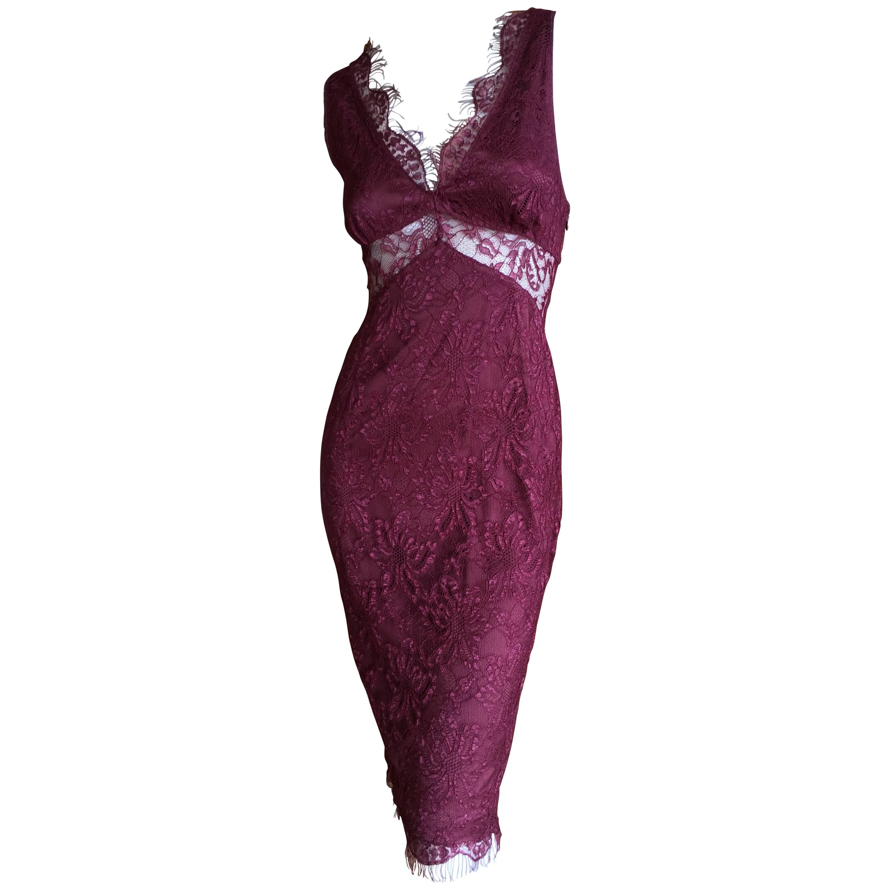  D&G Dolce & Gabbana Vintage Lace Overlay Sheer Cocktail Dress For Sale