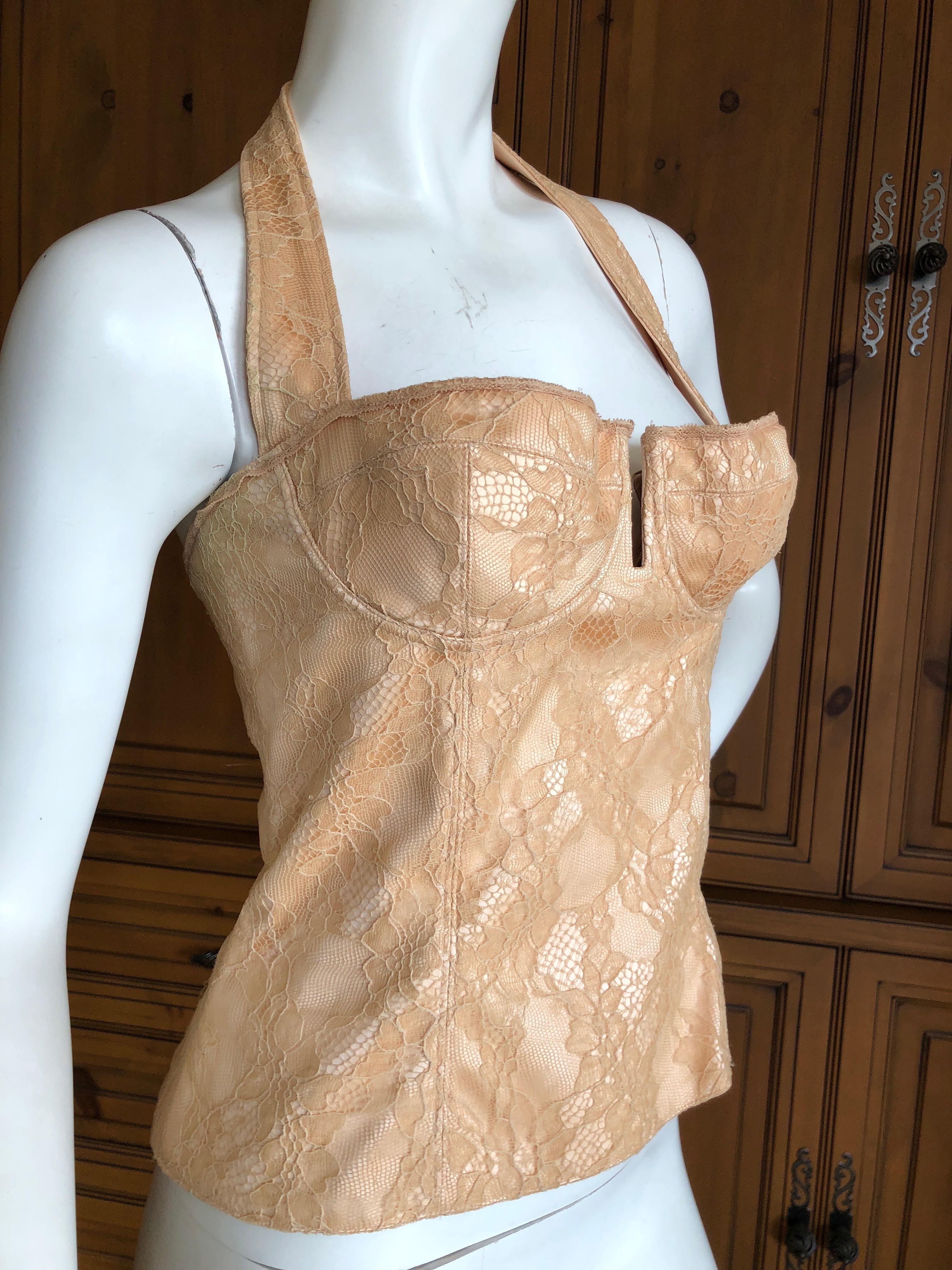 Christian Dior by John Galliano Vintage Gold Lace Overlay Corset   32B
Bust 30