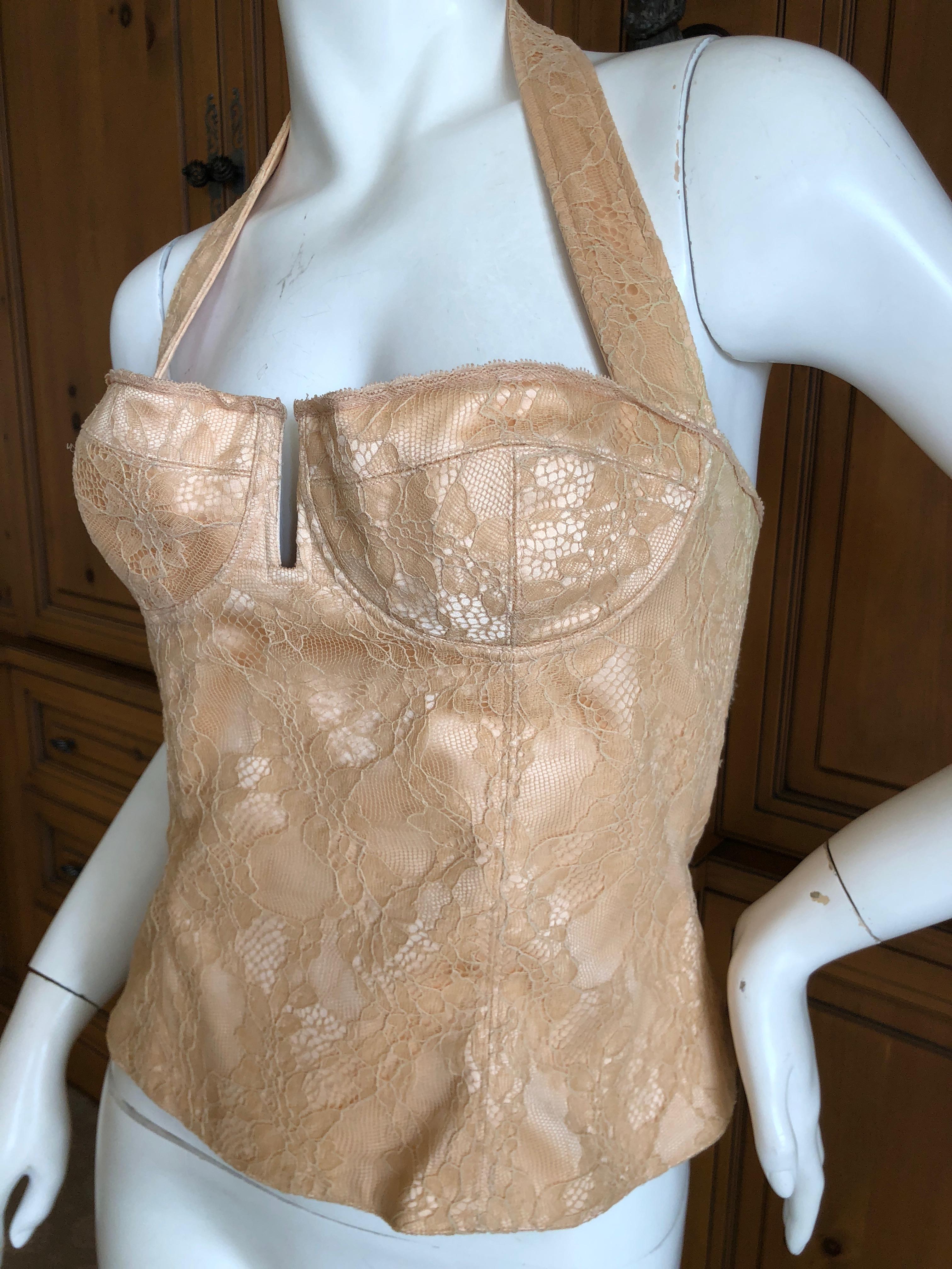 Women's Christian Dior by John Galliano Vintage Gold Lace Overlay Corset   32B