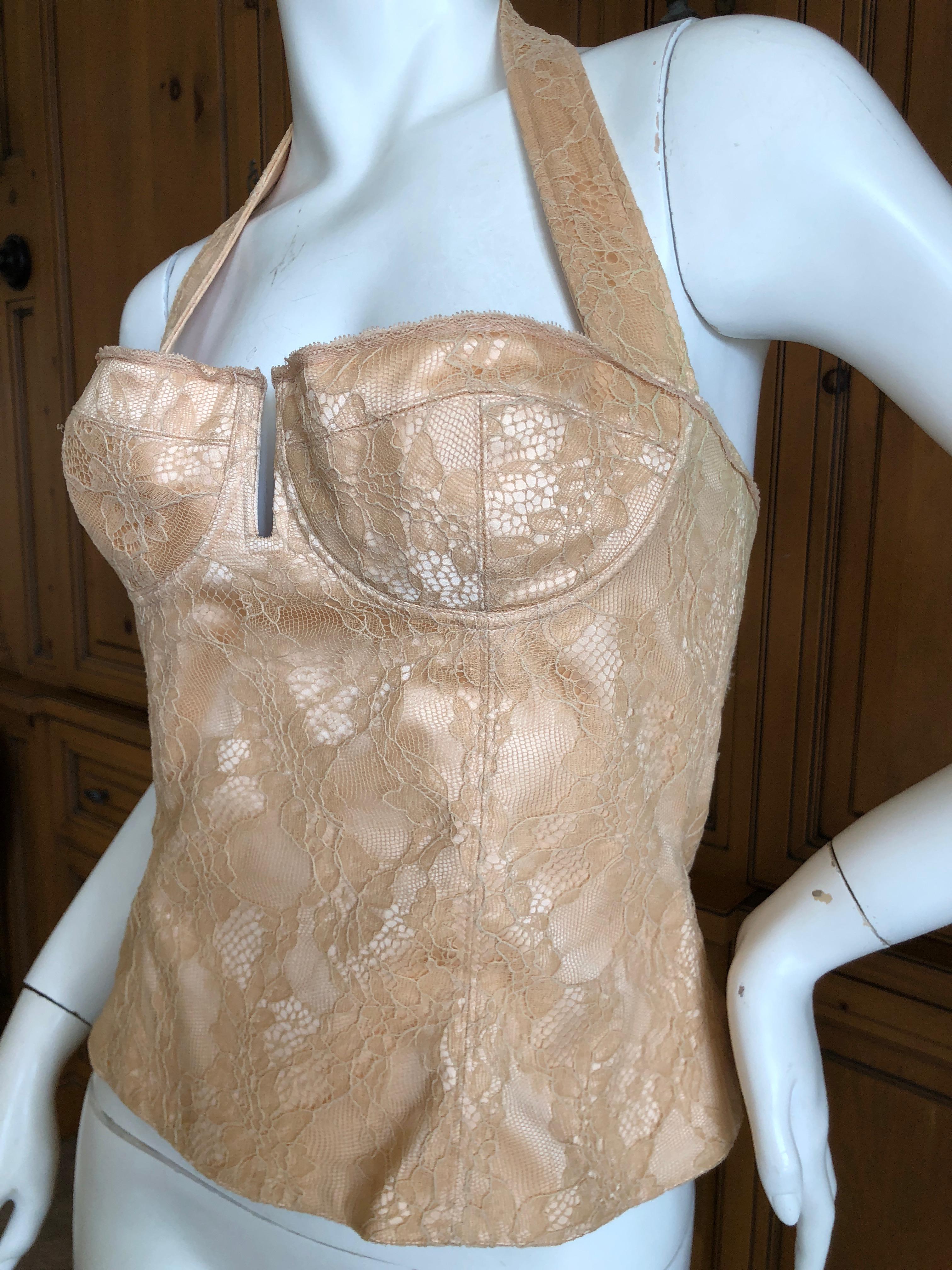 Christian Dior by John Galliano Vintage Gold Lace Overlay Corset   32B 1