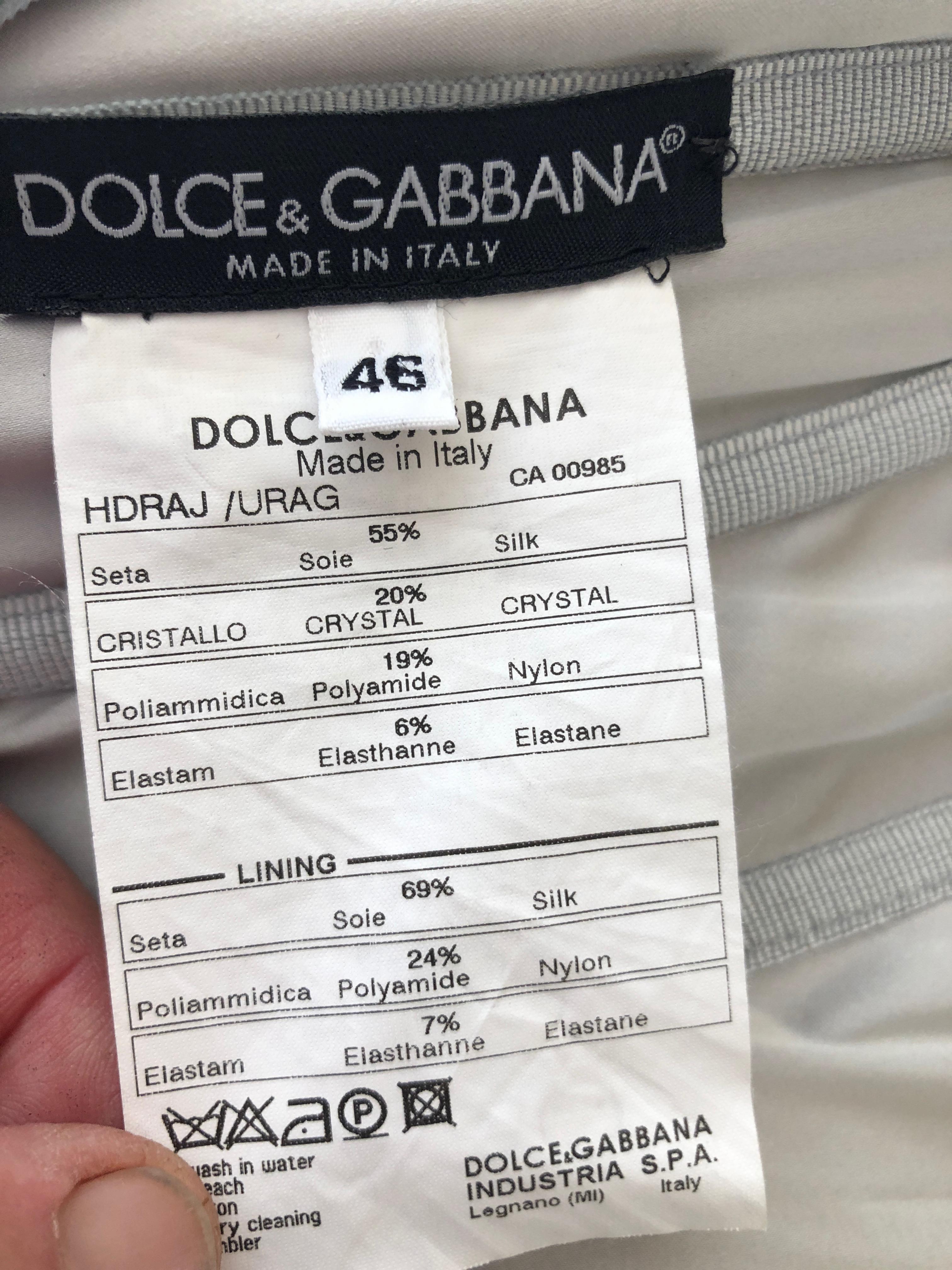 Dolce & Gabbana Lace Up Swarovski Crystal Embellished Silver Siren Dress, 2003  9