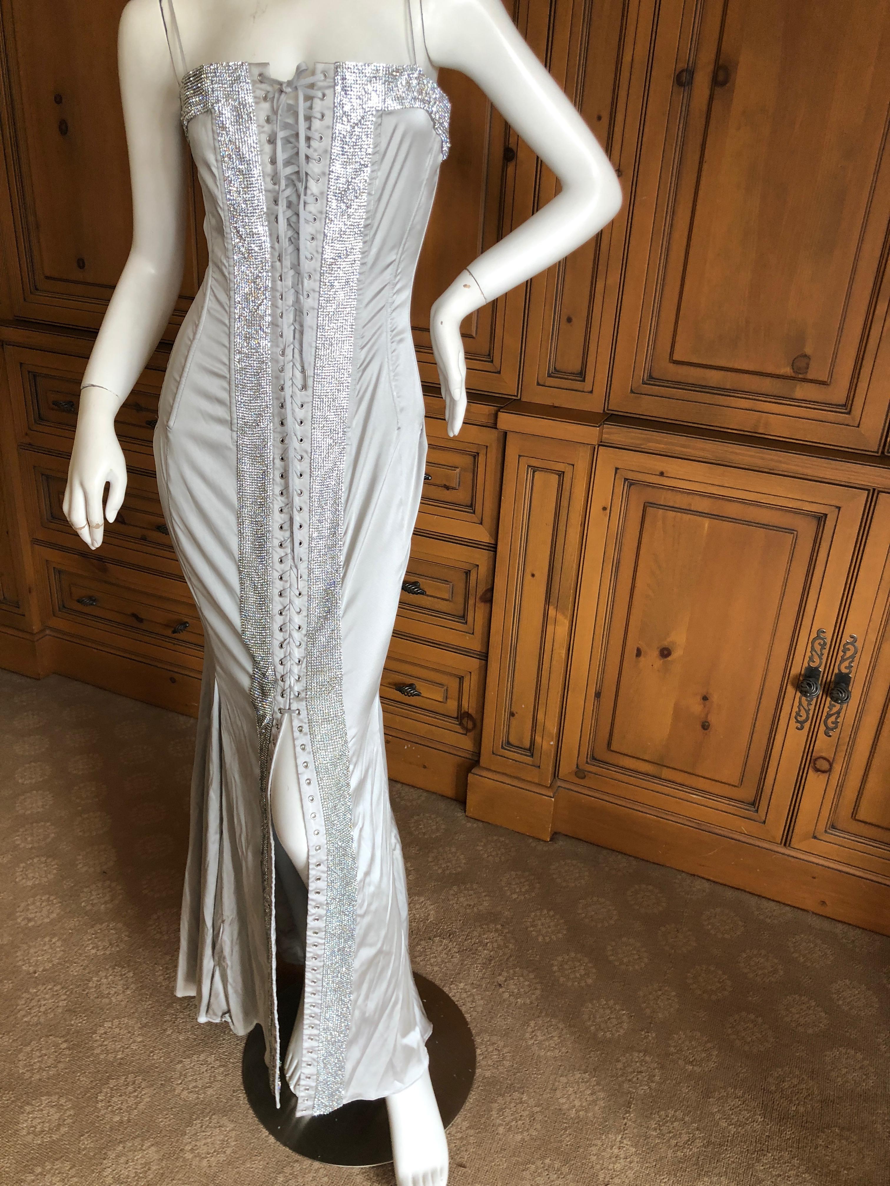 Dolce & Gabbana Lace Up Swarovski Crystal Embellished Silver Siren Dress, 2003  2