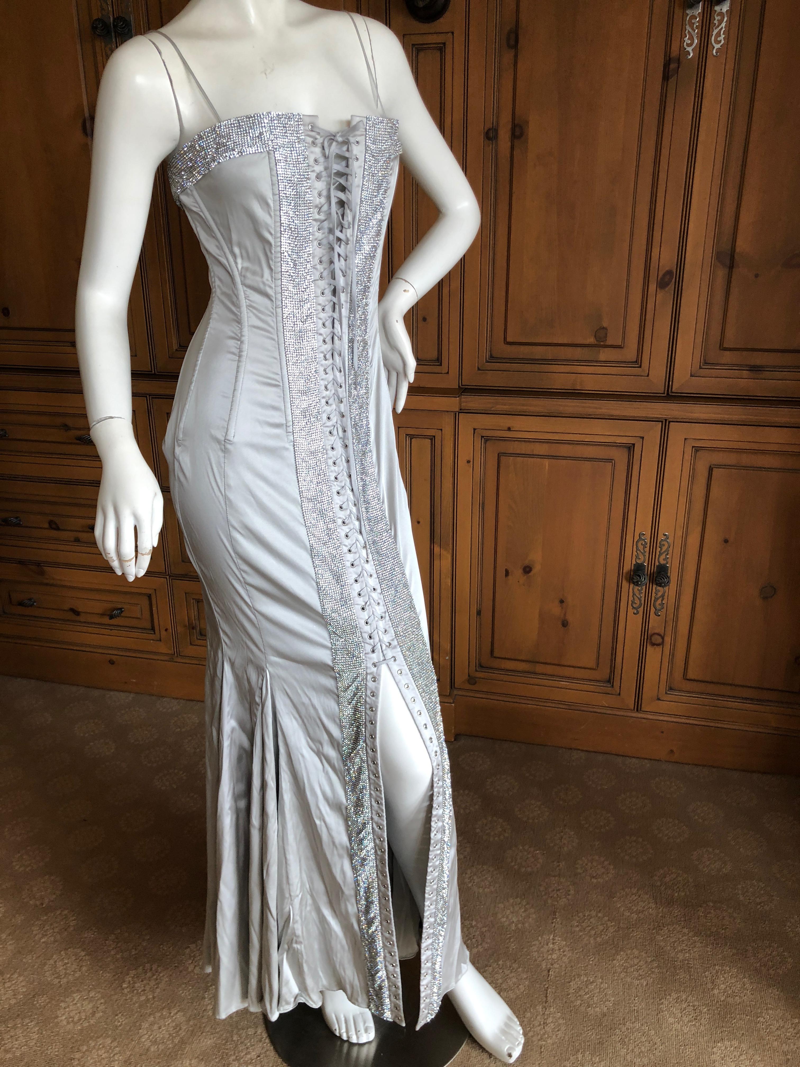 Dolce & Gabbana Lace Up Swarovski Crystal Embellished Silver Siren Dress, 2003  10