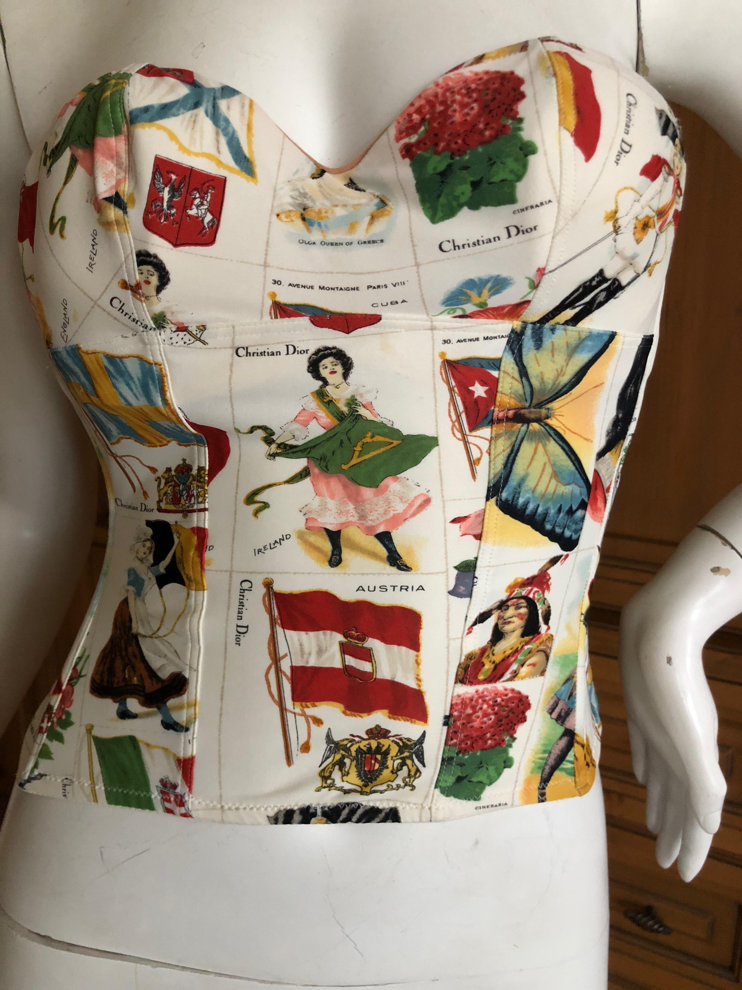 Christian Dior Spring 2002 Cigar Print Corset  by John Galliano 32B In Excellent Condition In Cloverdale, CA