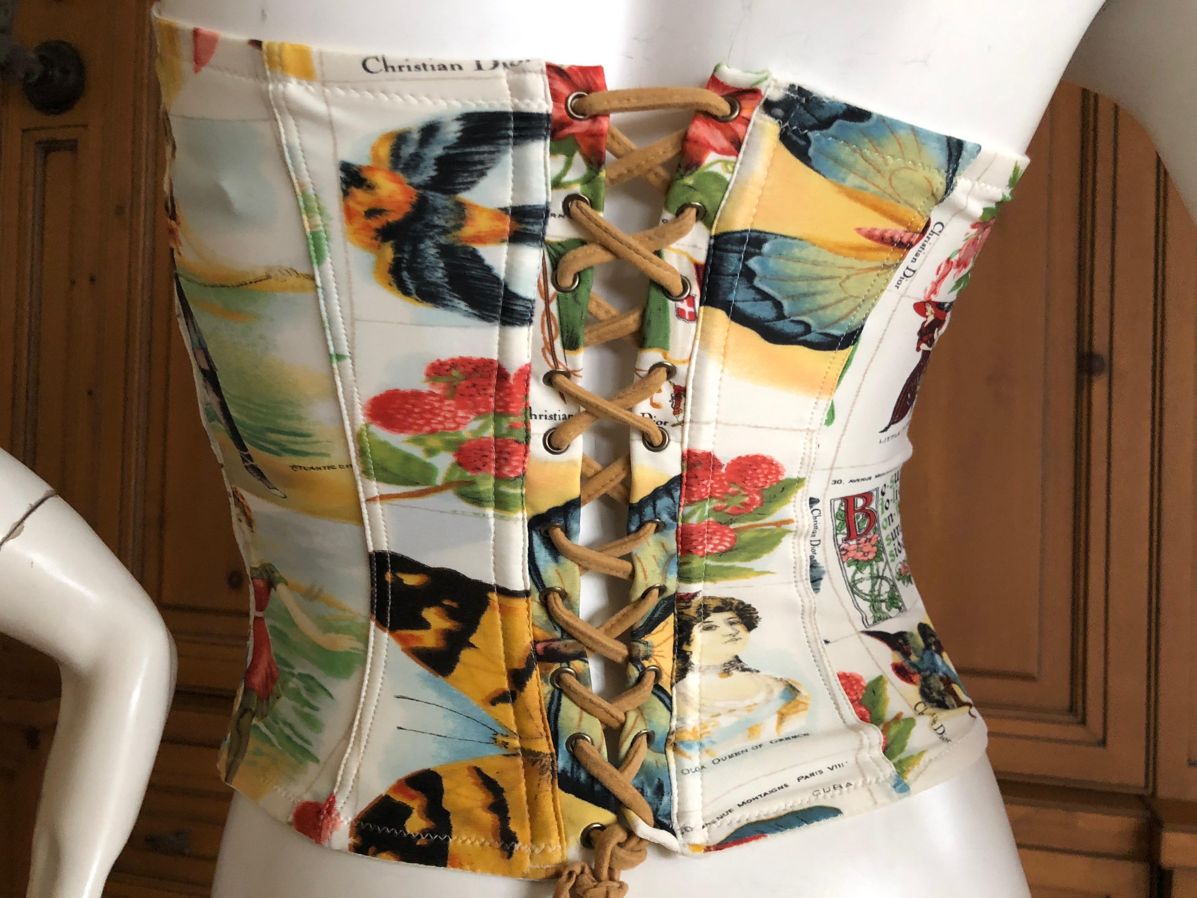 Christian Dior Spring 2002 Cigar Print Corset  by John Galliano 32B 3