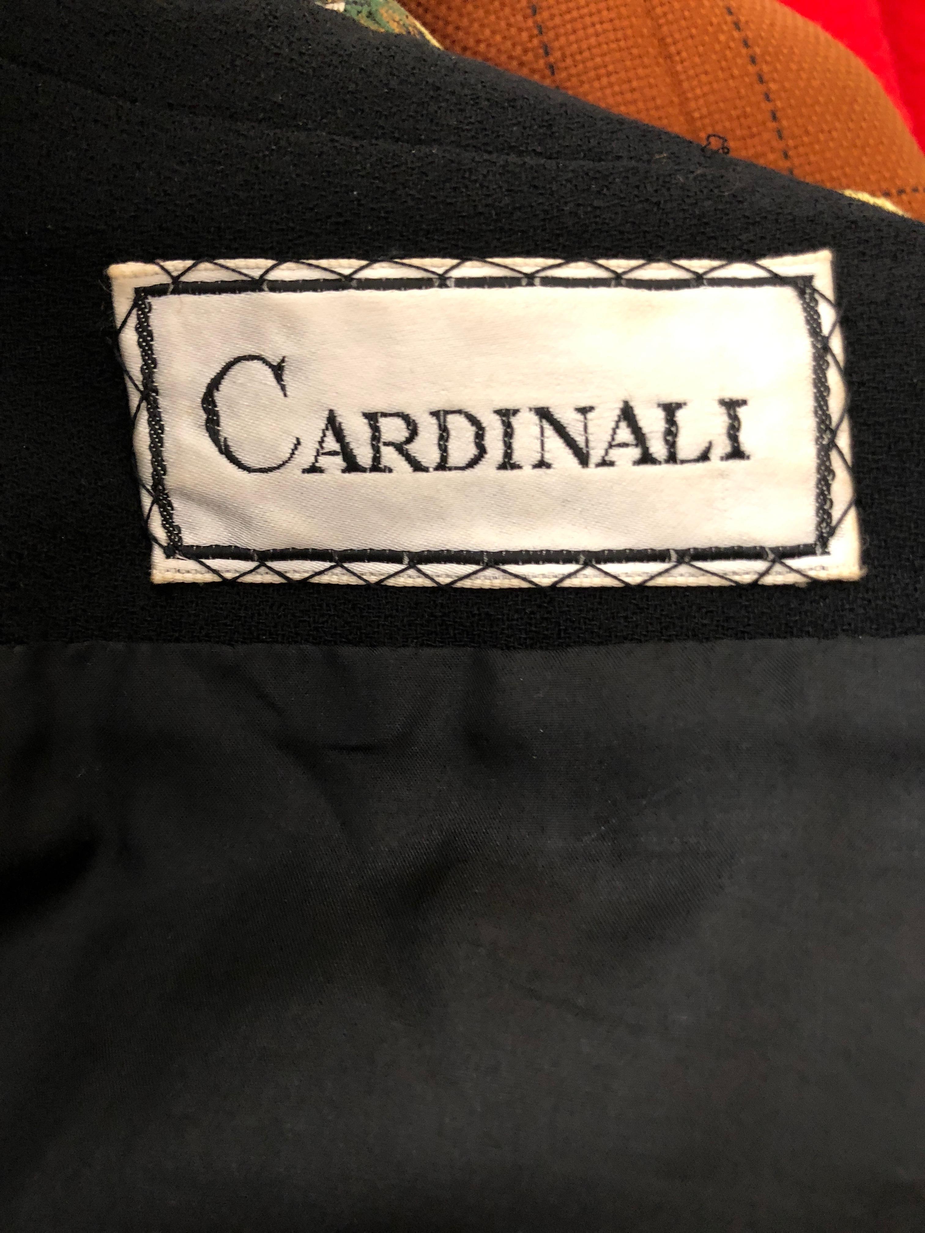 Cardinali Embroidered Black Cotton Skirt Suit with Midriff Baring Bra Fall 1971  For Sale 12