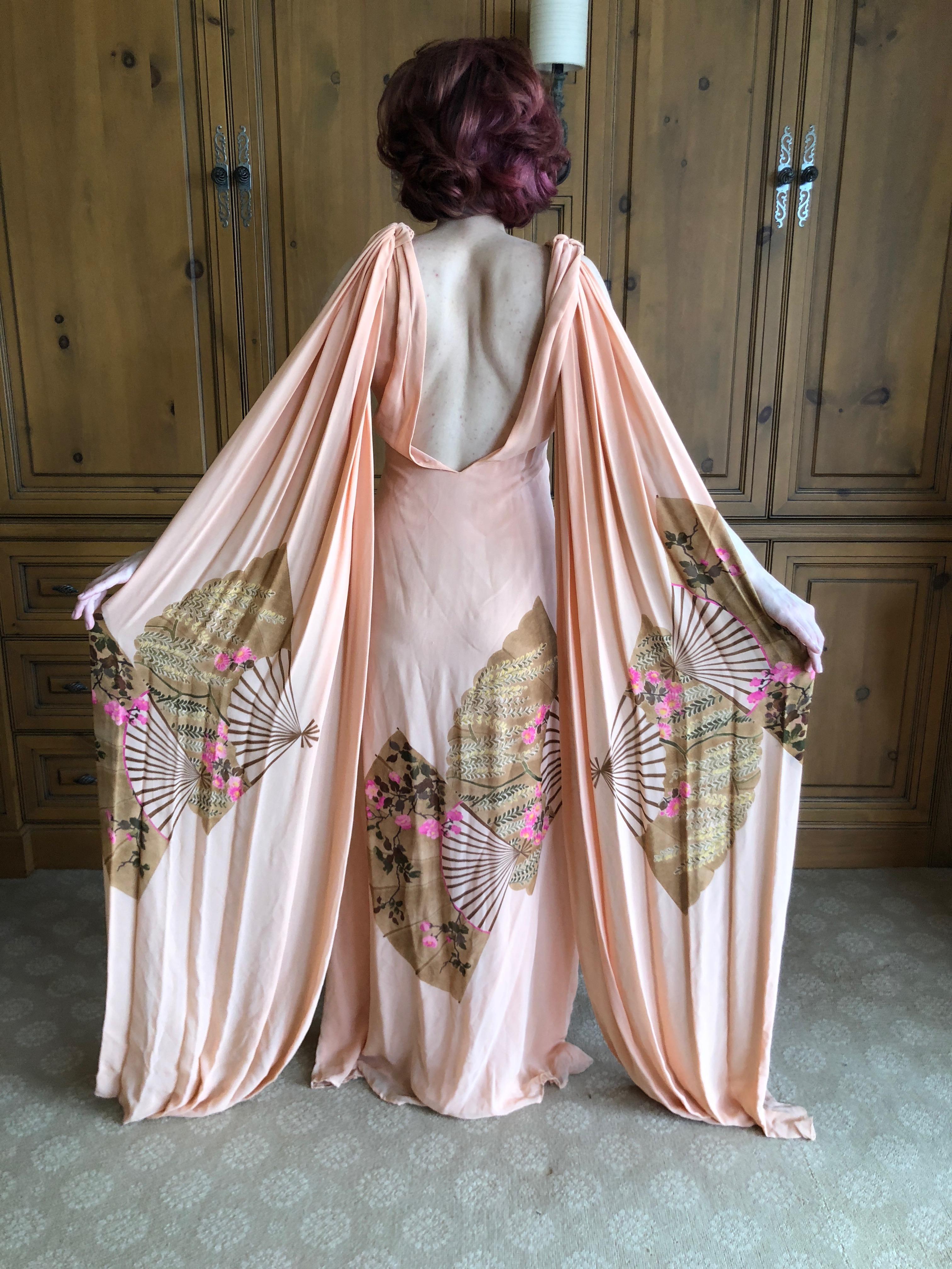 Cardinali Butterfly Pattern Evening Dress with Dramatic Draped Shoulder Capes 

From the Archive of Marilyn Lewis, the creator of Cardinali
Cardinali was founded in Los Angeles in 1970, by Marilyn Lewis, who had already found success as the founder
