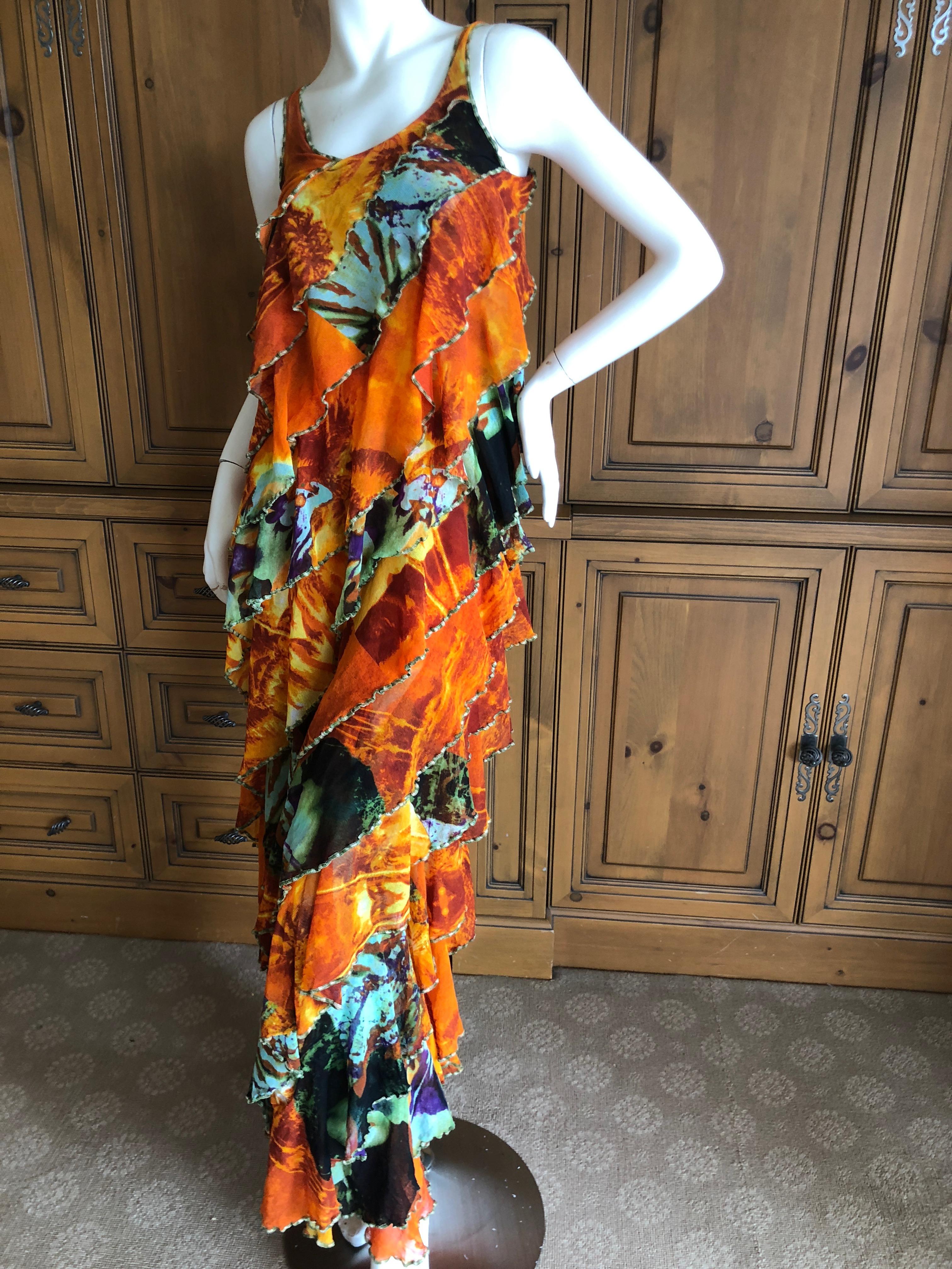 Jean Paul Gaultier Maille Colorful Vintage Diagonal Ruffled Jumpsuit NWT Size M For Sale 3