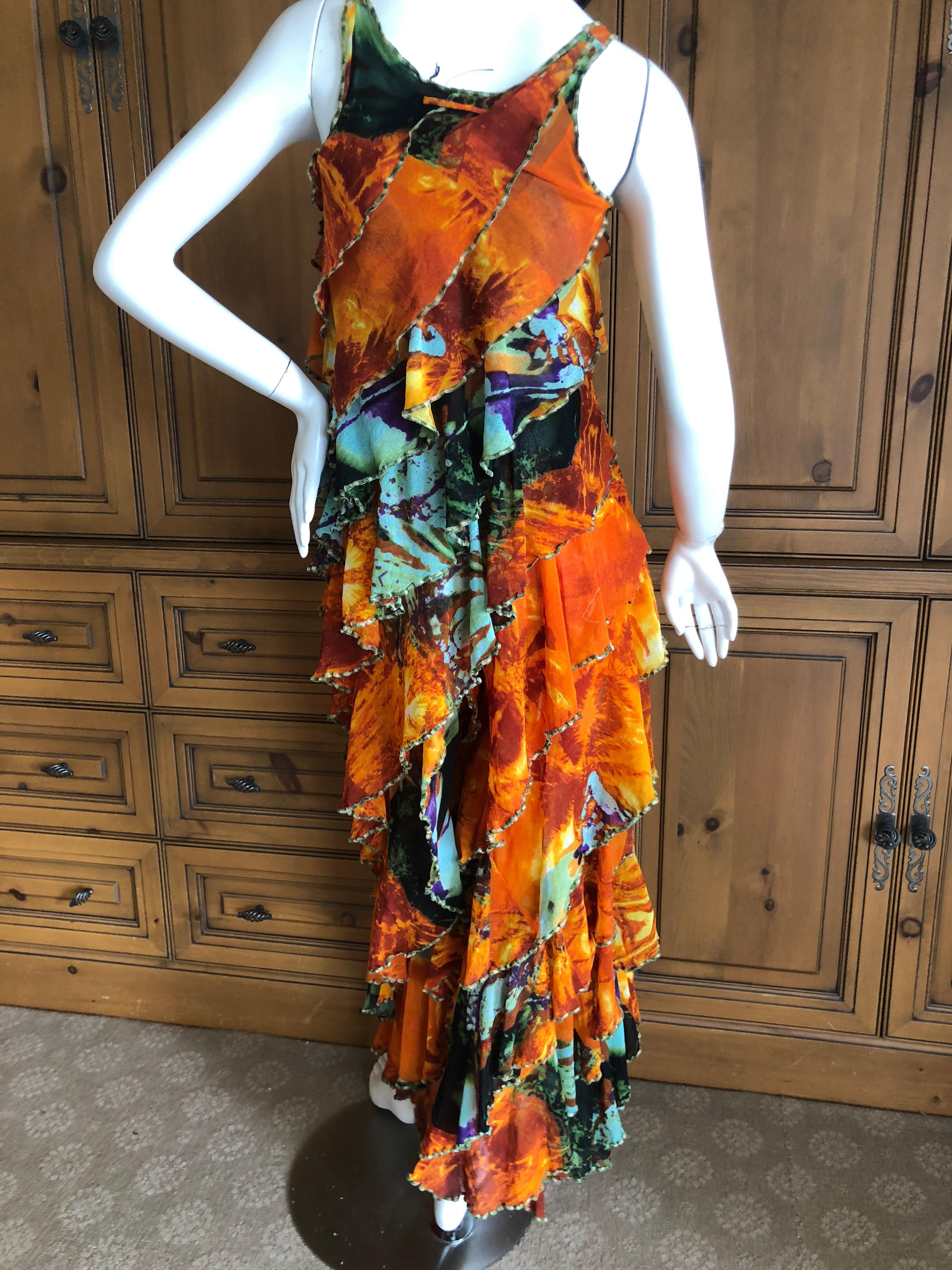 Jean Paul Gaultier Maille Colorful Vintage Diagonal Ruffled Jumpsuit NWT Size M For Sale 5