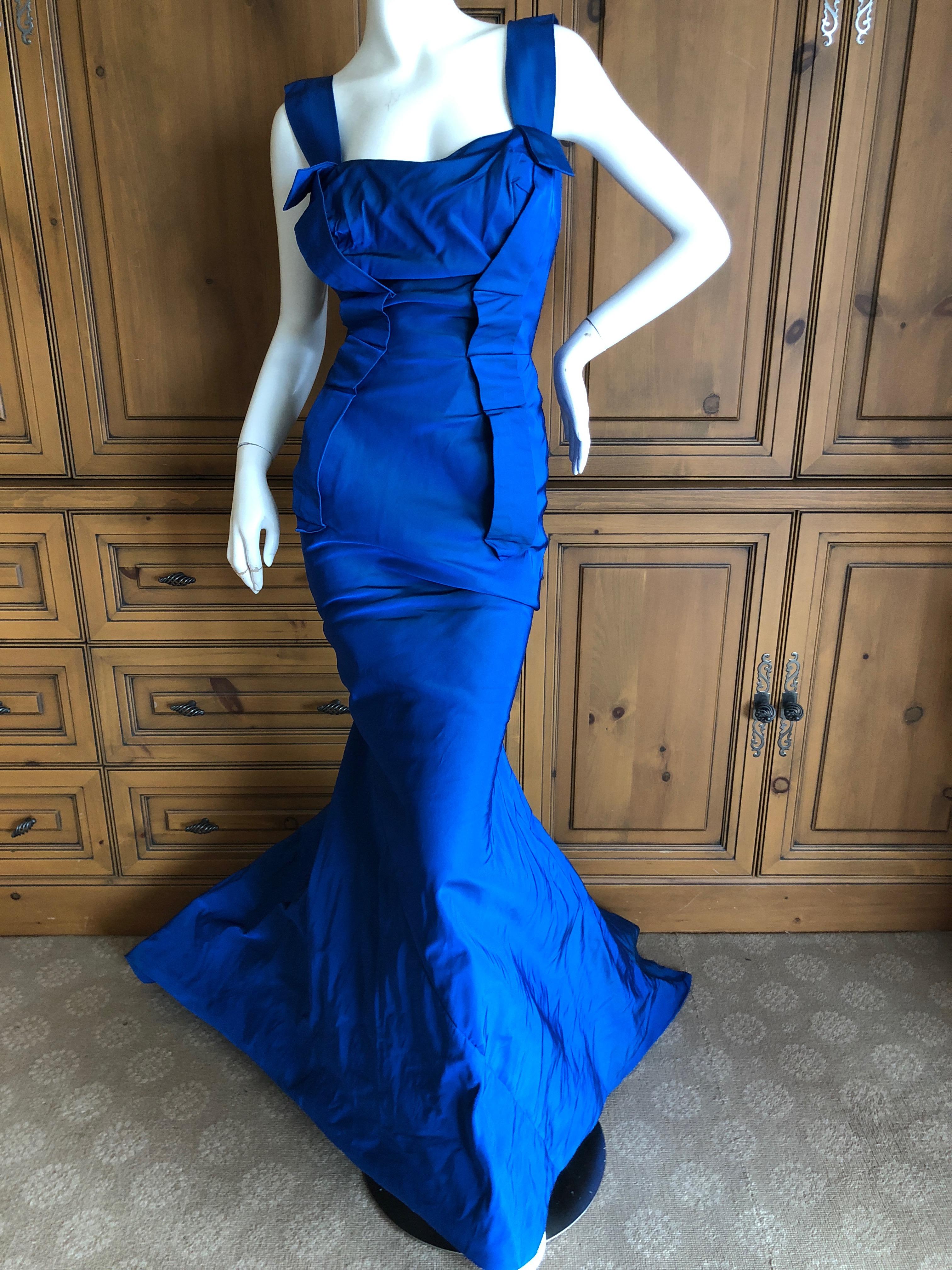 Vivienne Westwood Gold Label Blue Taffeta Fishtail Train Evening Dress, 2011 For Sale 4