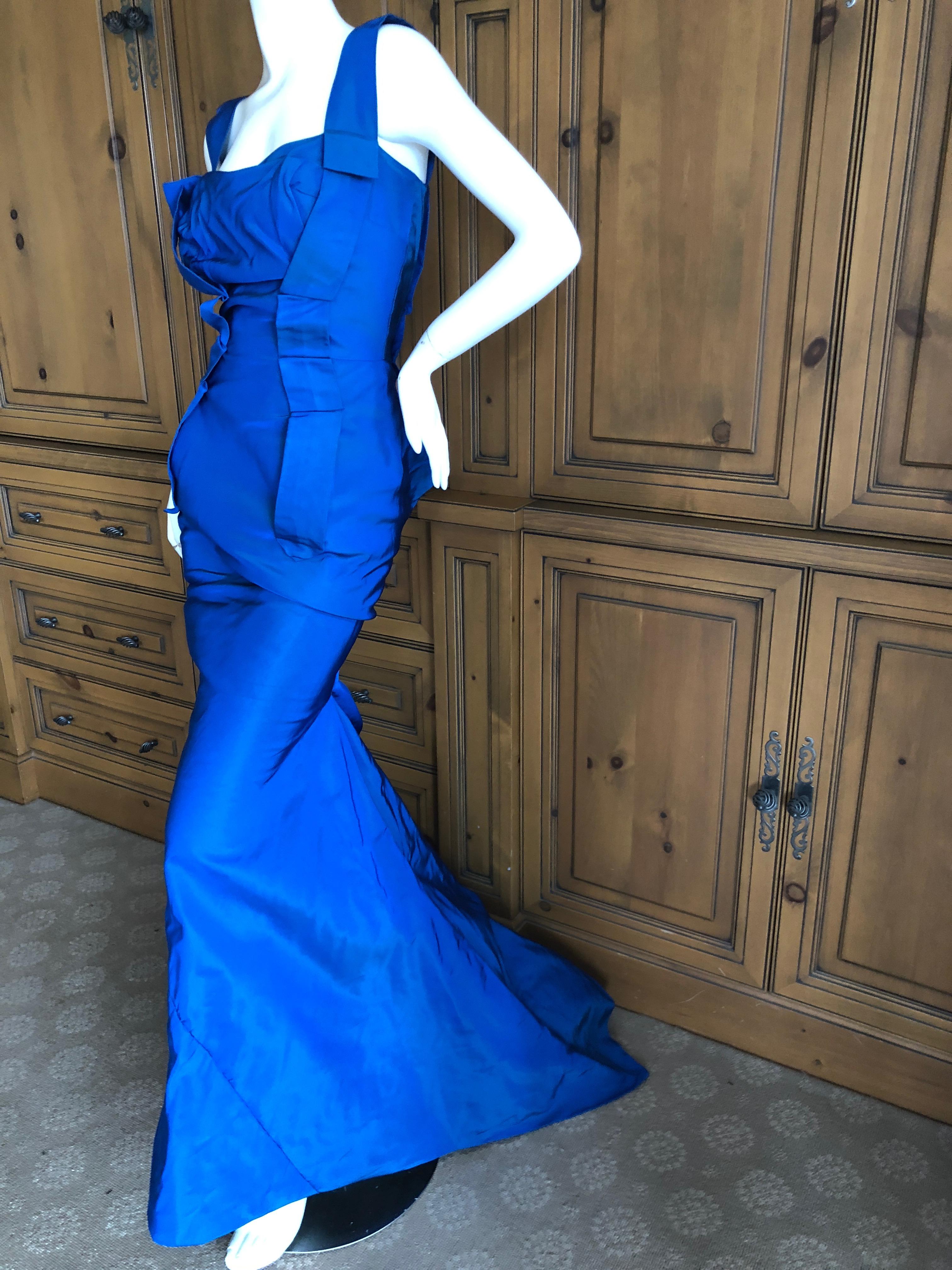 Vivienne Westwood Gold Label Blue Taffeta Fishtail Train Evening Dress, 2011 For Sale 5
